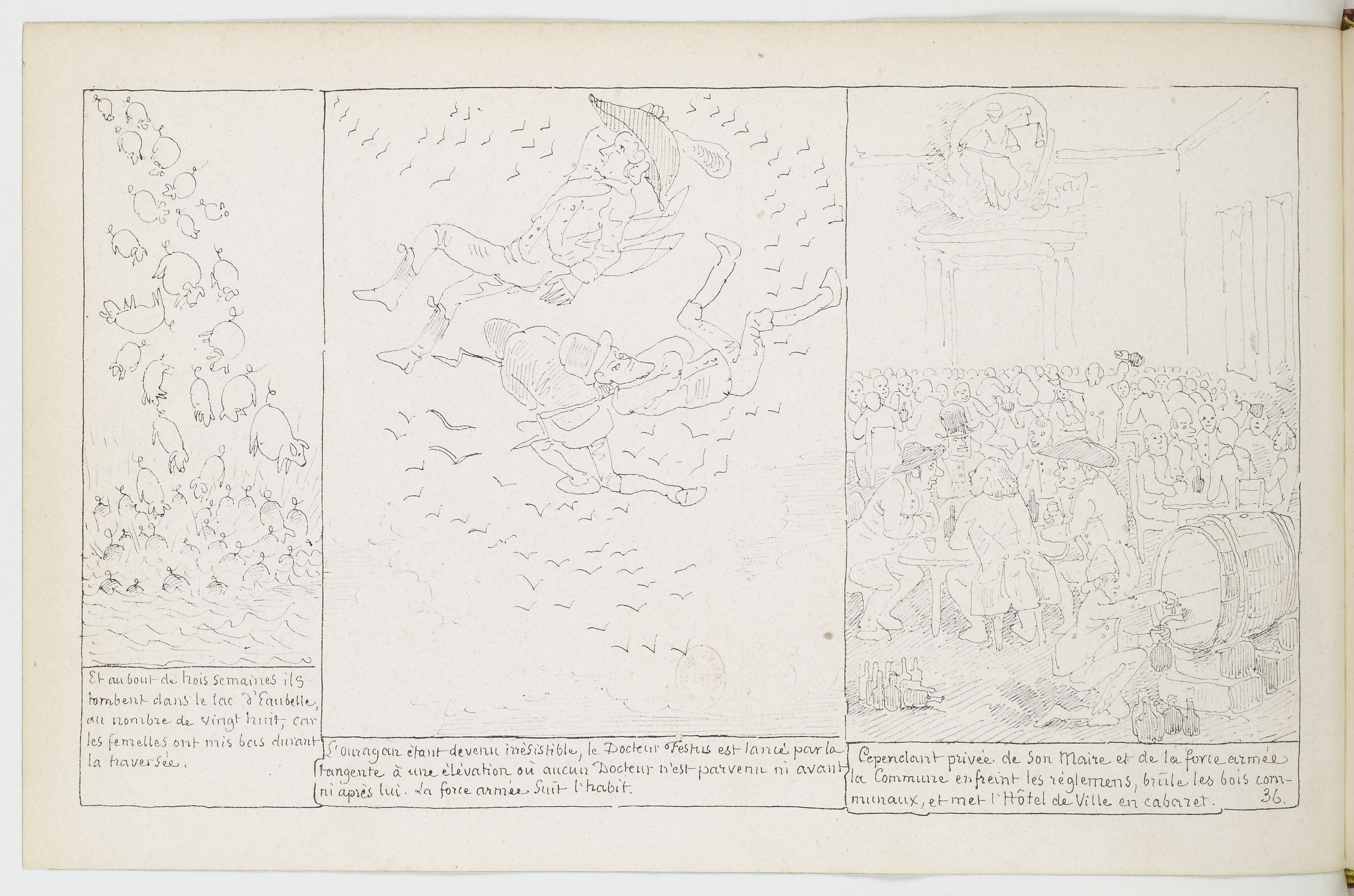 Le Docteur Festus (Rodolphe Töpffer, 1840), page 36. Domaine public. Source gallica.bnf.fr / BnF.