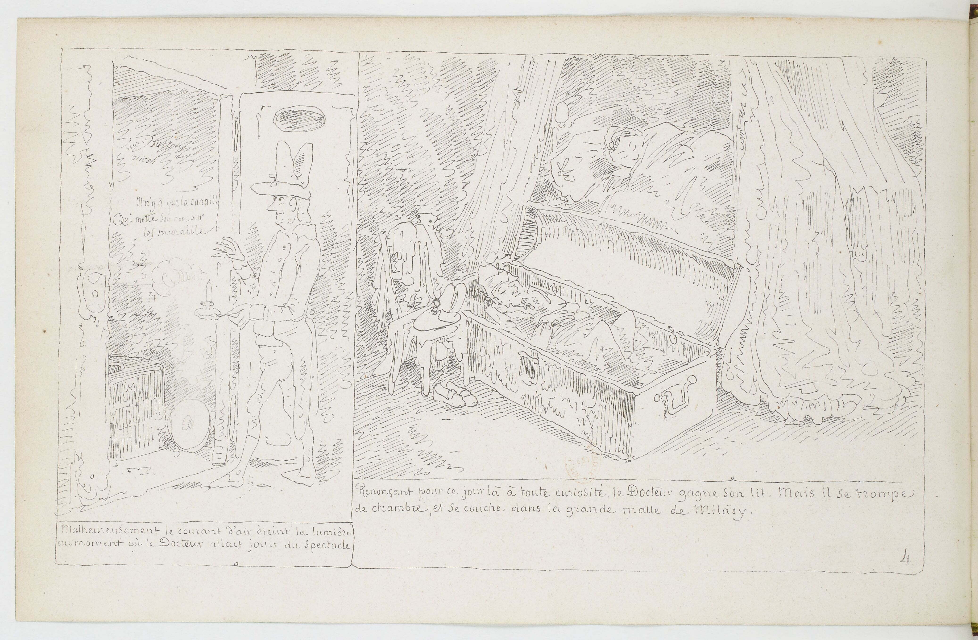 Le Docteur Festus (Rodolphe Töpffer, 1840), page 4. Domaine public. Source gallica.bnf.fr / BnF.