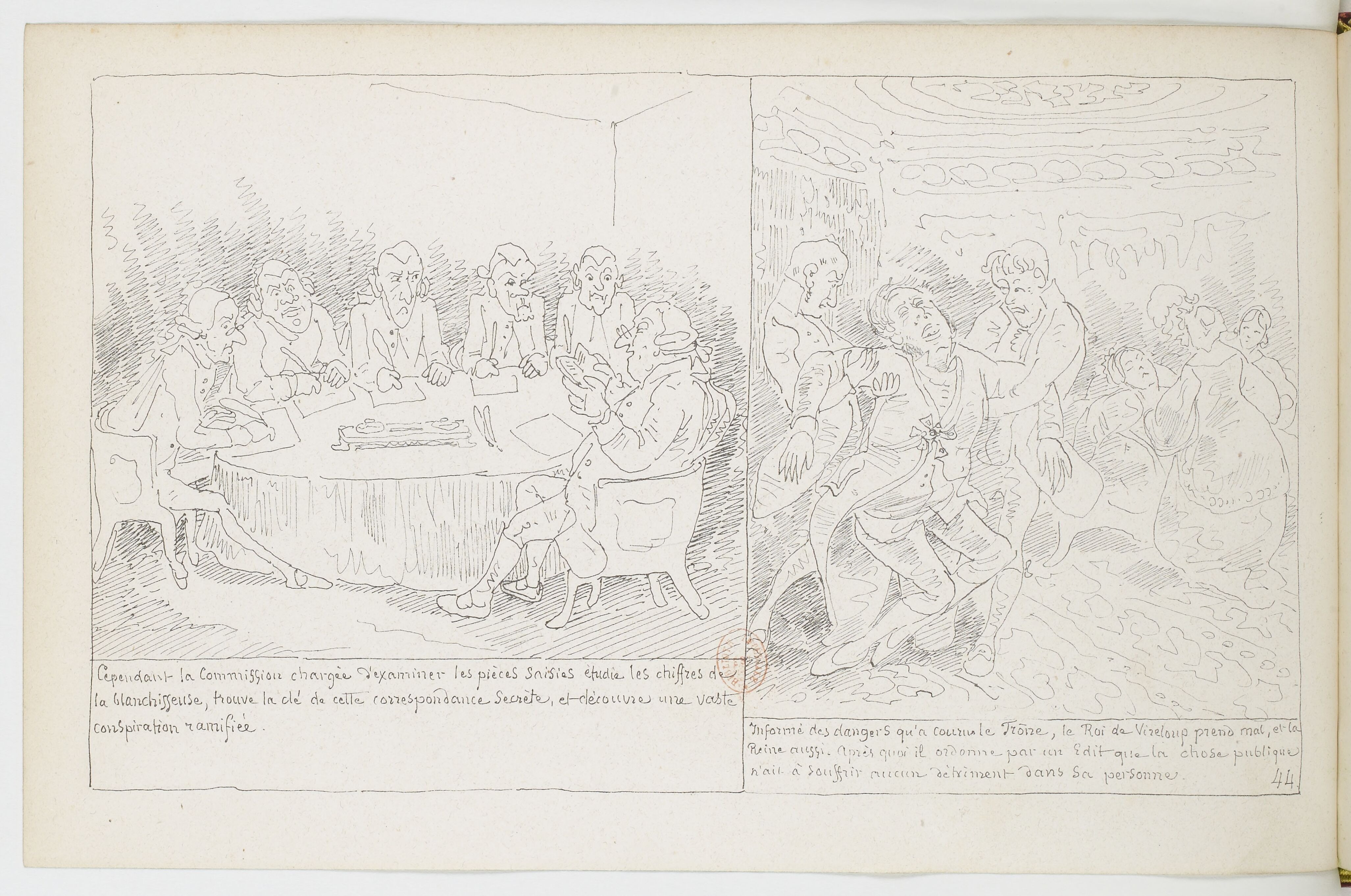 Le Docteur Festus (Rodolphe Töpffer, 1840), page 44. Domaine public. Source gallica.bnf.fr / BnF.