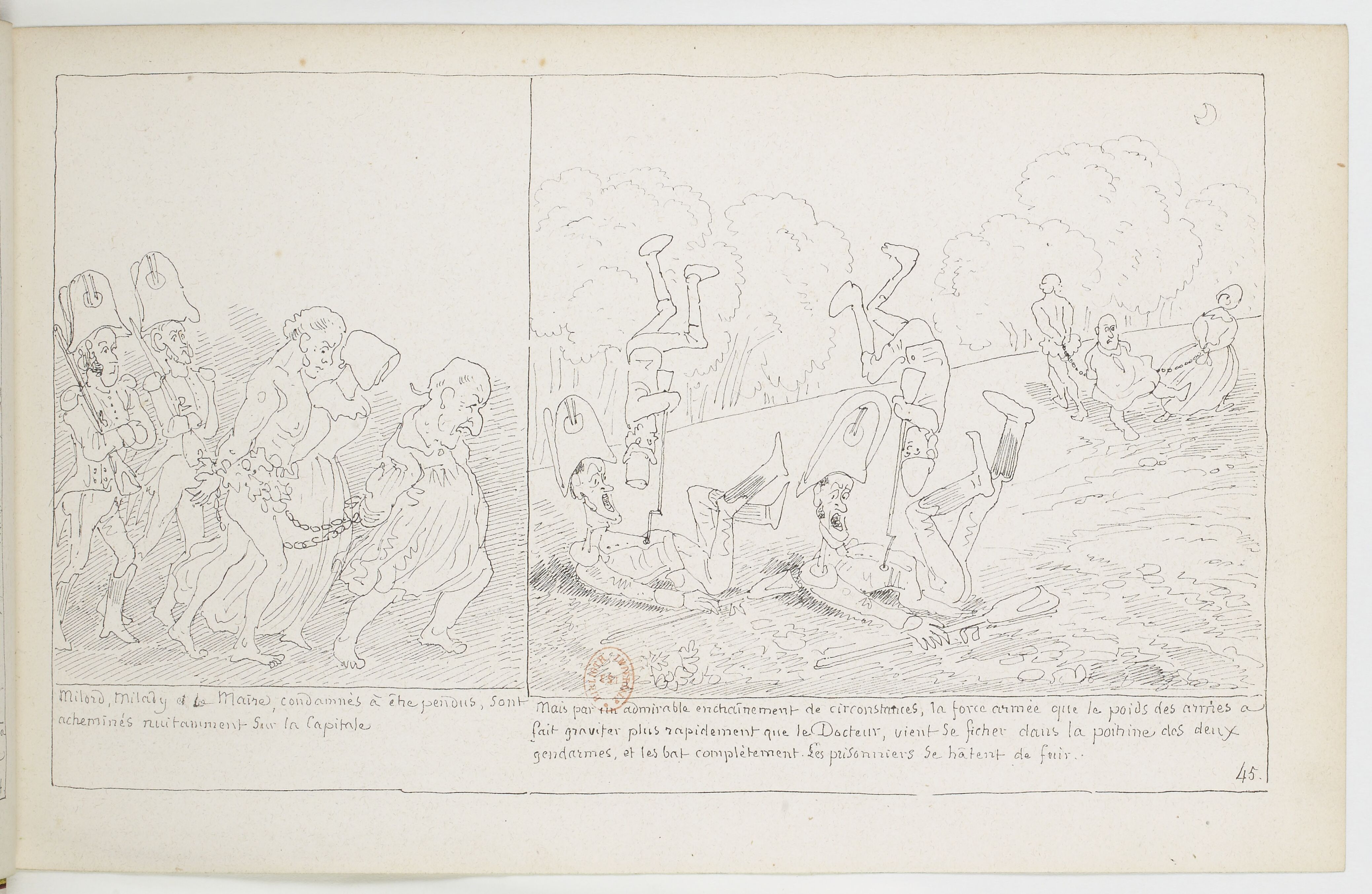 Le Docteur Festus (Rodolphe Töpffer, 1840), page 45. Domaine public. Source gallica.bnf.fr / BnF.