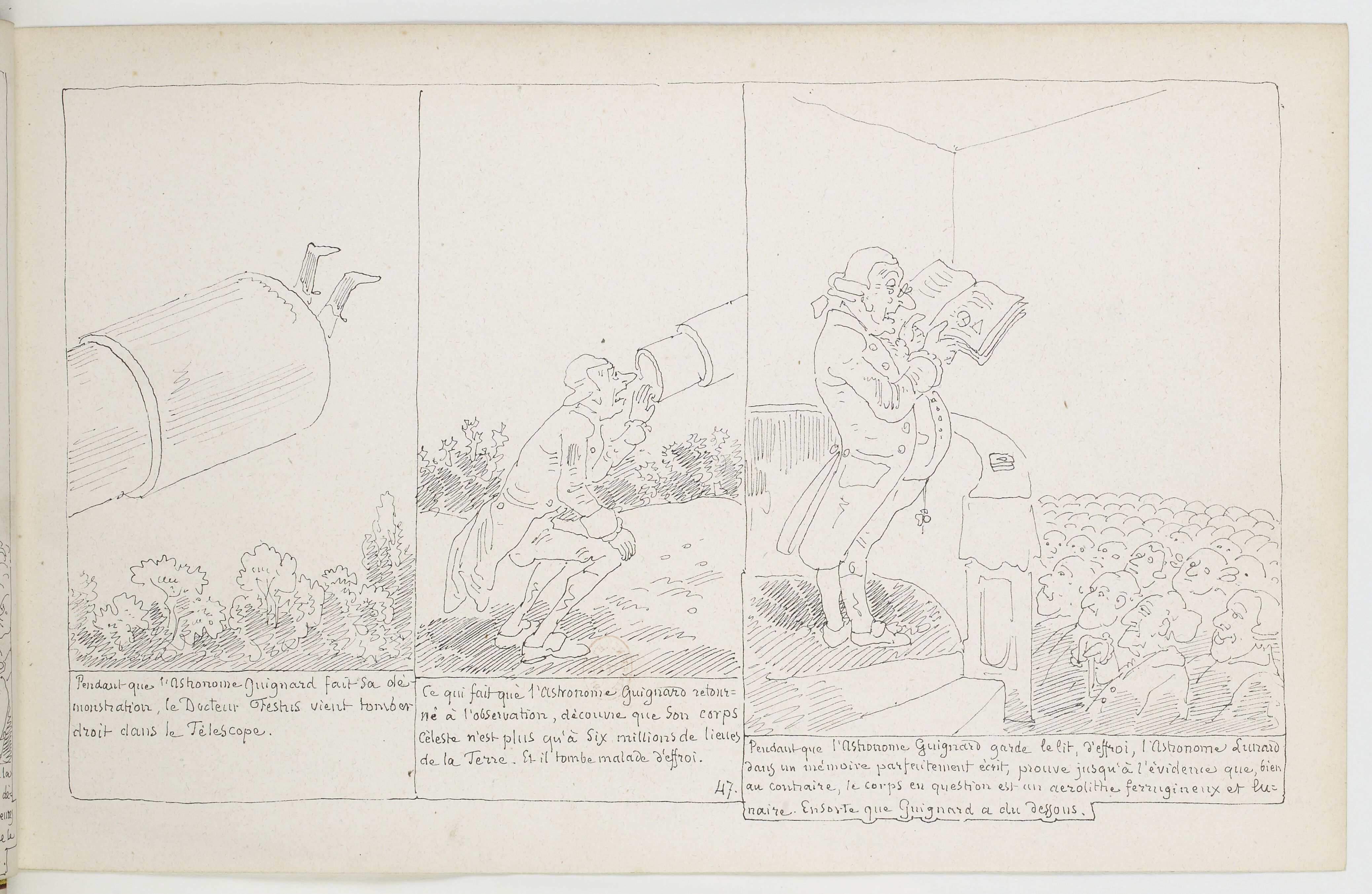 Le Docteur Festus (Rodolphe Töpffer, 1840), page 47. Domaine public. Source gallica.bnf.fr / BnF.