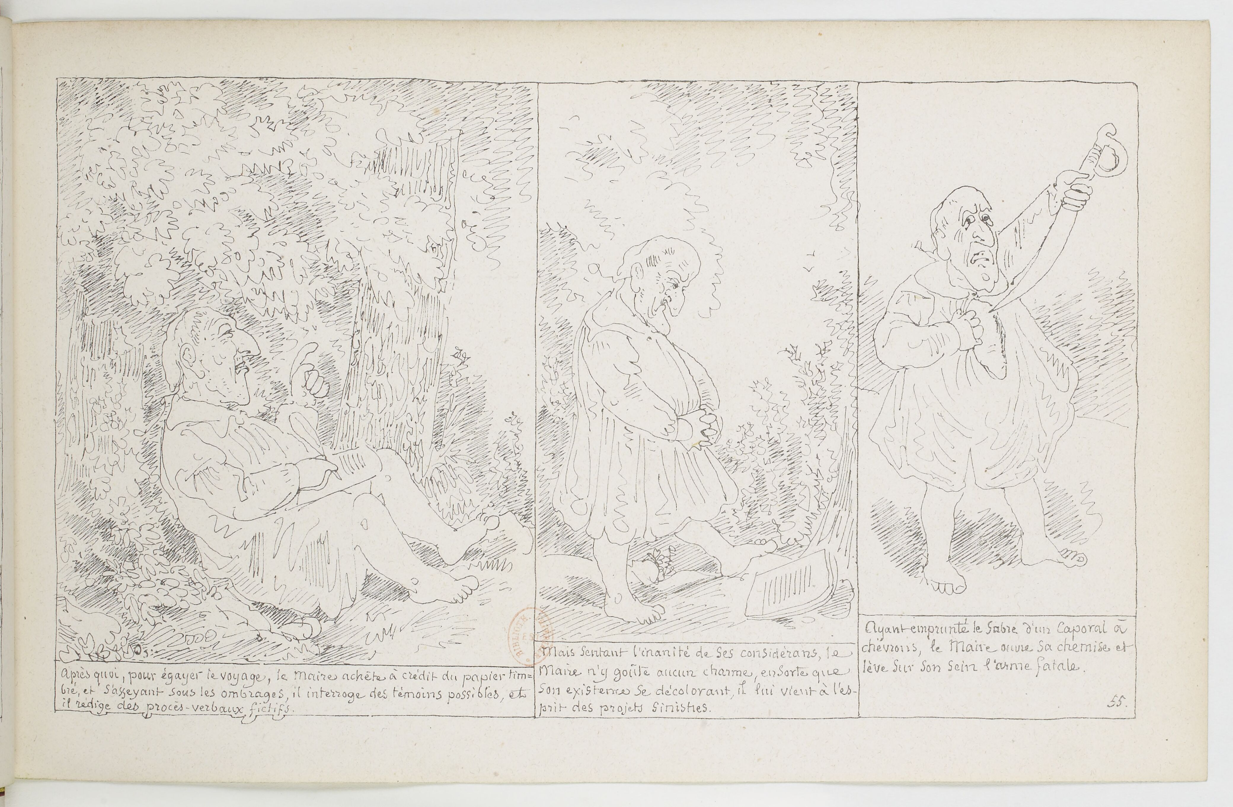 Le Docteur Festus (Rodolphe Töpffer, 1840), page 55. Domaine public. Source gallica.bnf.fr / BnF.