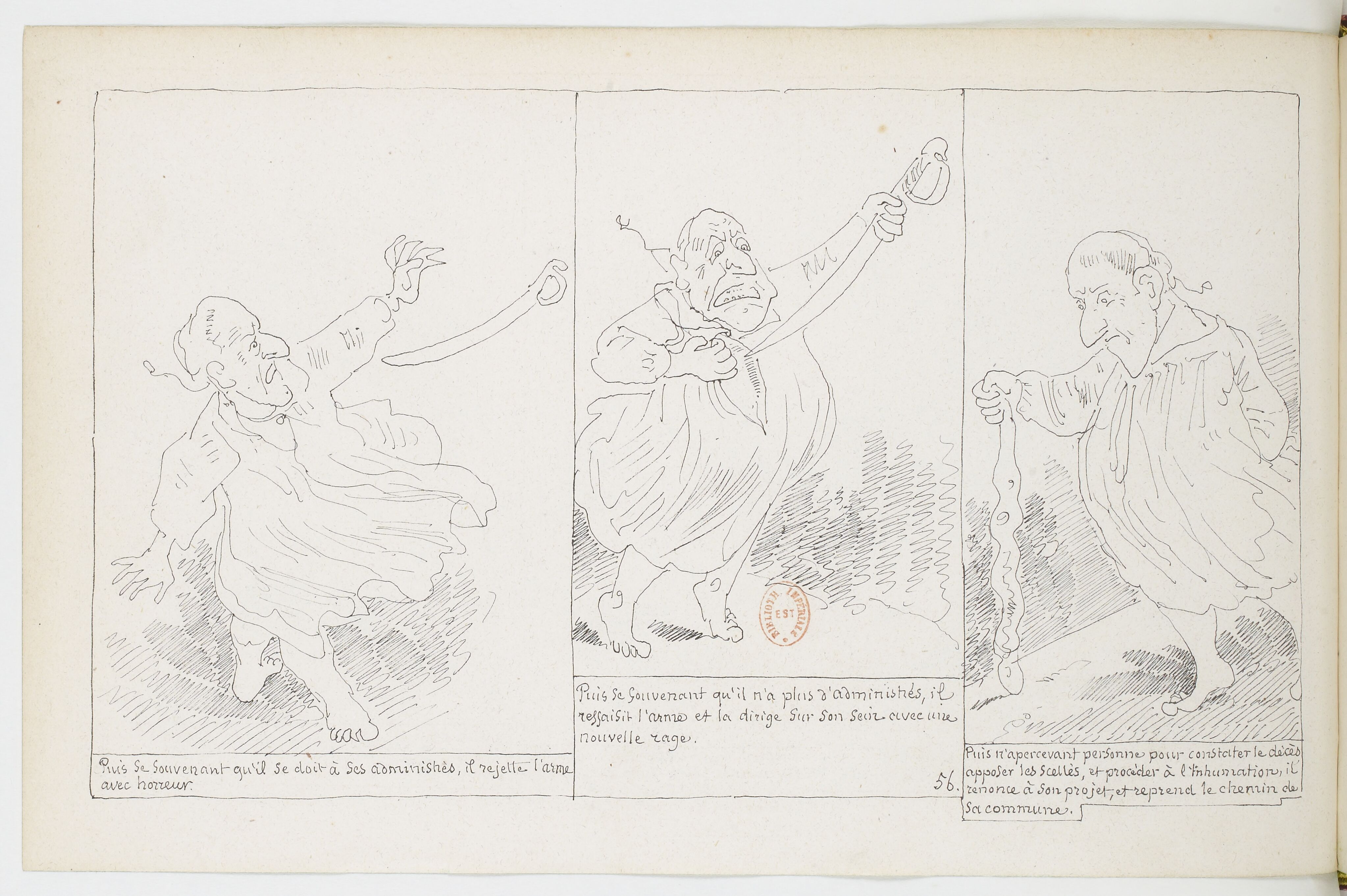 Le Docteur Festus (Rodolphe Töpffer, 1840), page 56. Domaine public. Source gallica.bnf.fr / BnF.
