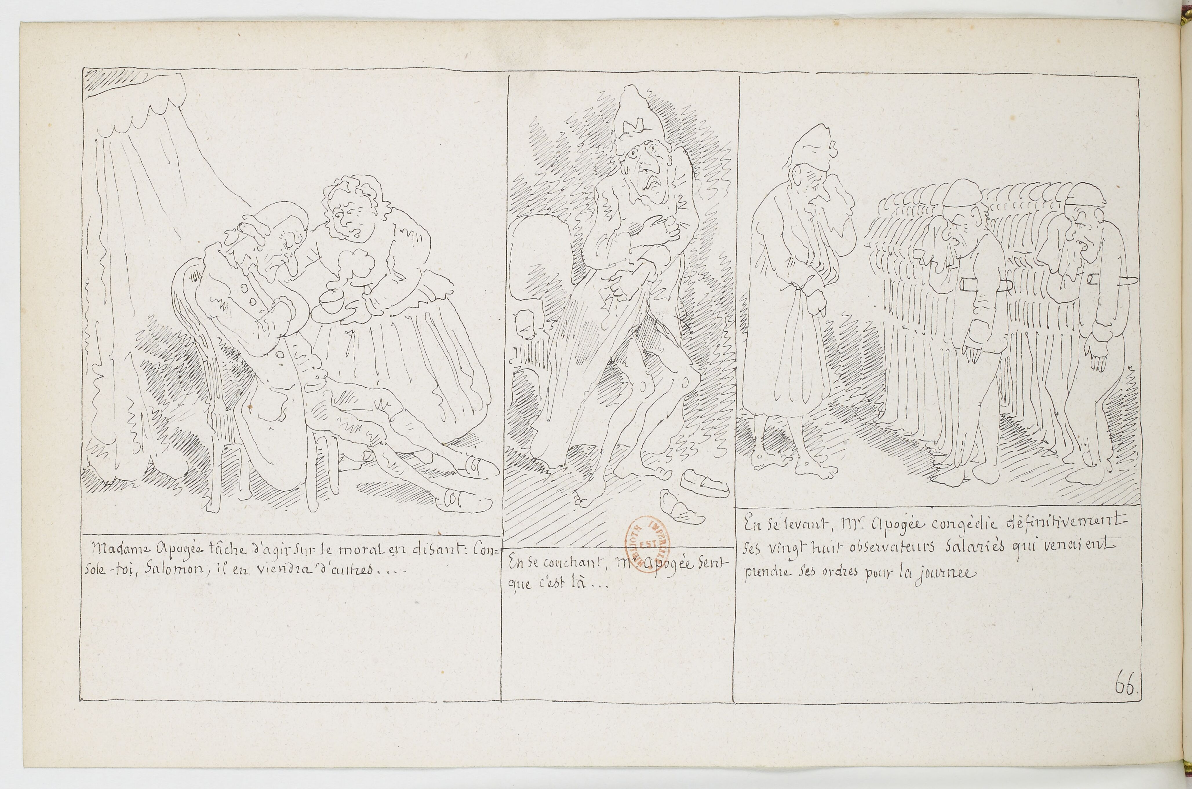Le Docteur Festus (Rodolphe Töpffer, 1840), page 66. Domaine public. Source gallica.bnf.fr / BnF.