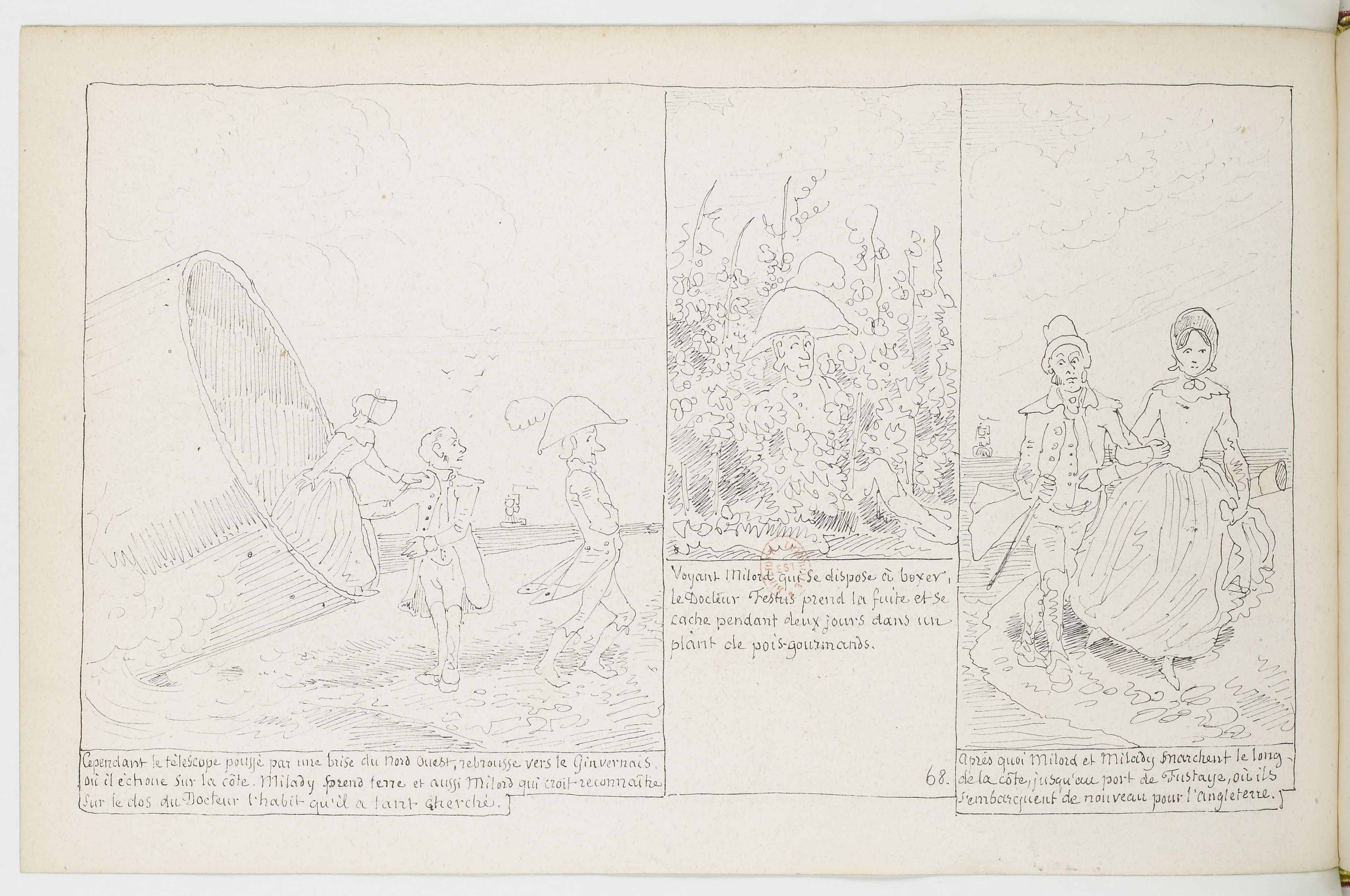 Le Docteur Festus (Rodolphe Töpffer, 1840), page 68. Domaine public. Source gallica.bnf.fr / BnF.
