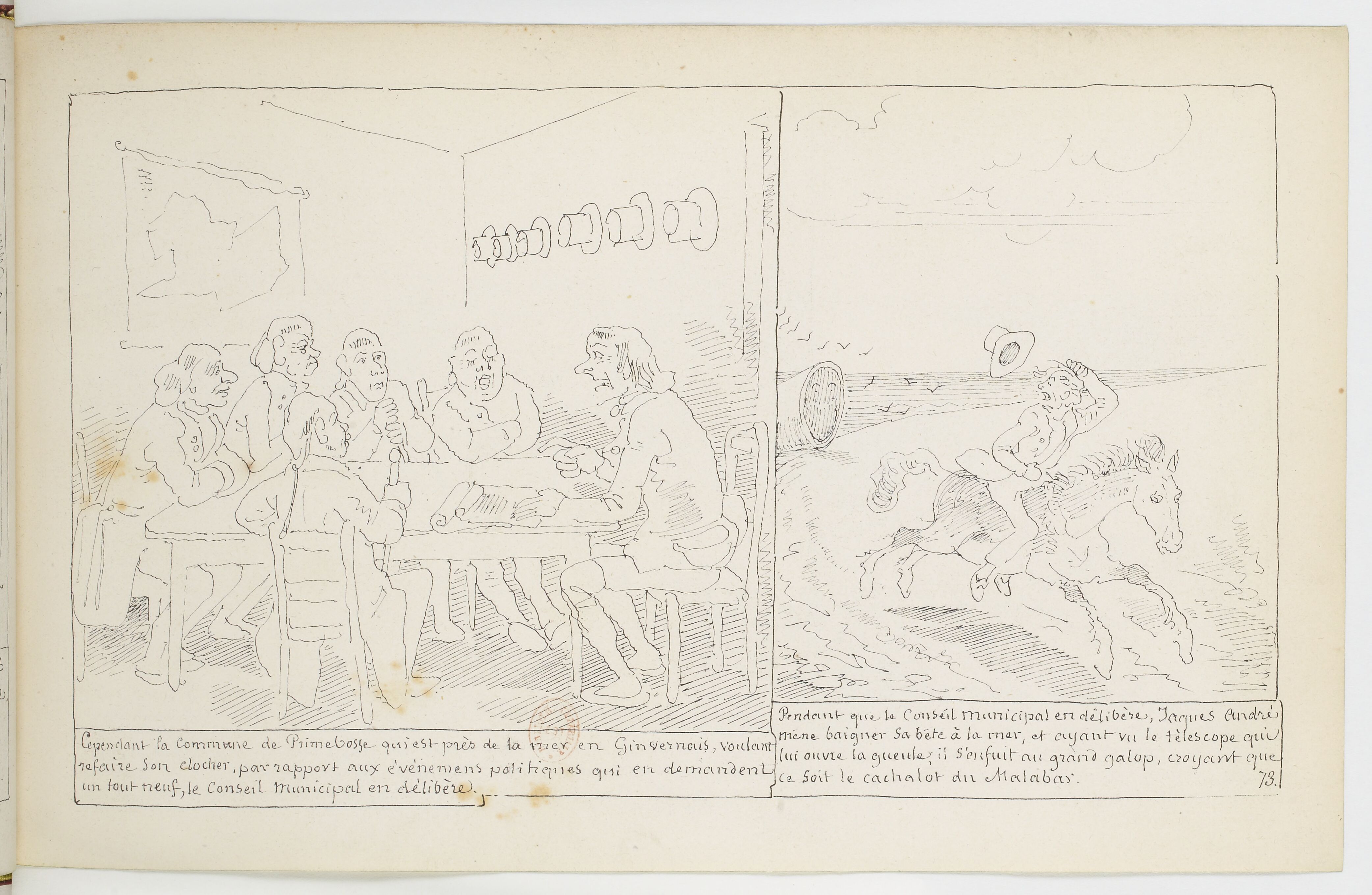 Le Docteur Festus (Rodolphe Töpffer, 1840), page 73. Domaine public. Source gallica.bnf.fr / BnF.