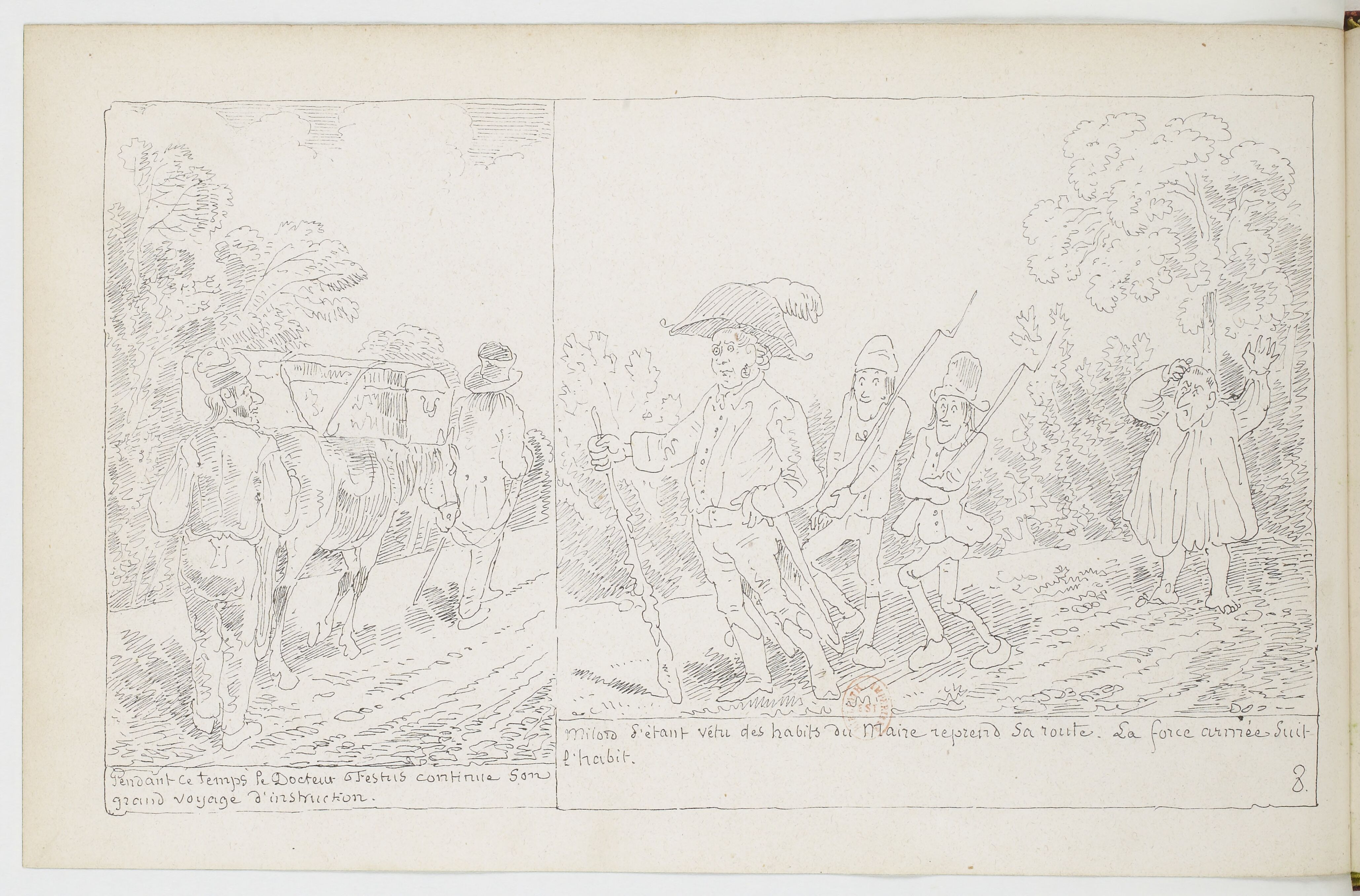 Le Docteur Festus (Rodolphe Töpffer, 1840), page 8. Domaine public. Source gallica.bnf.fr / BnF.