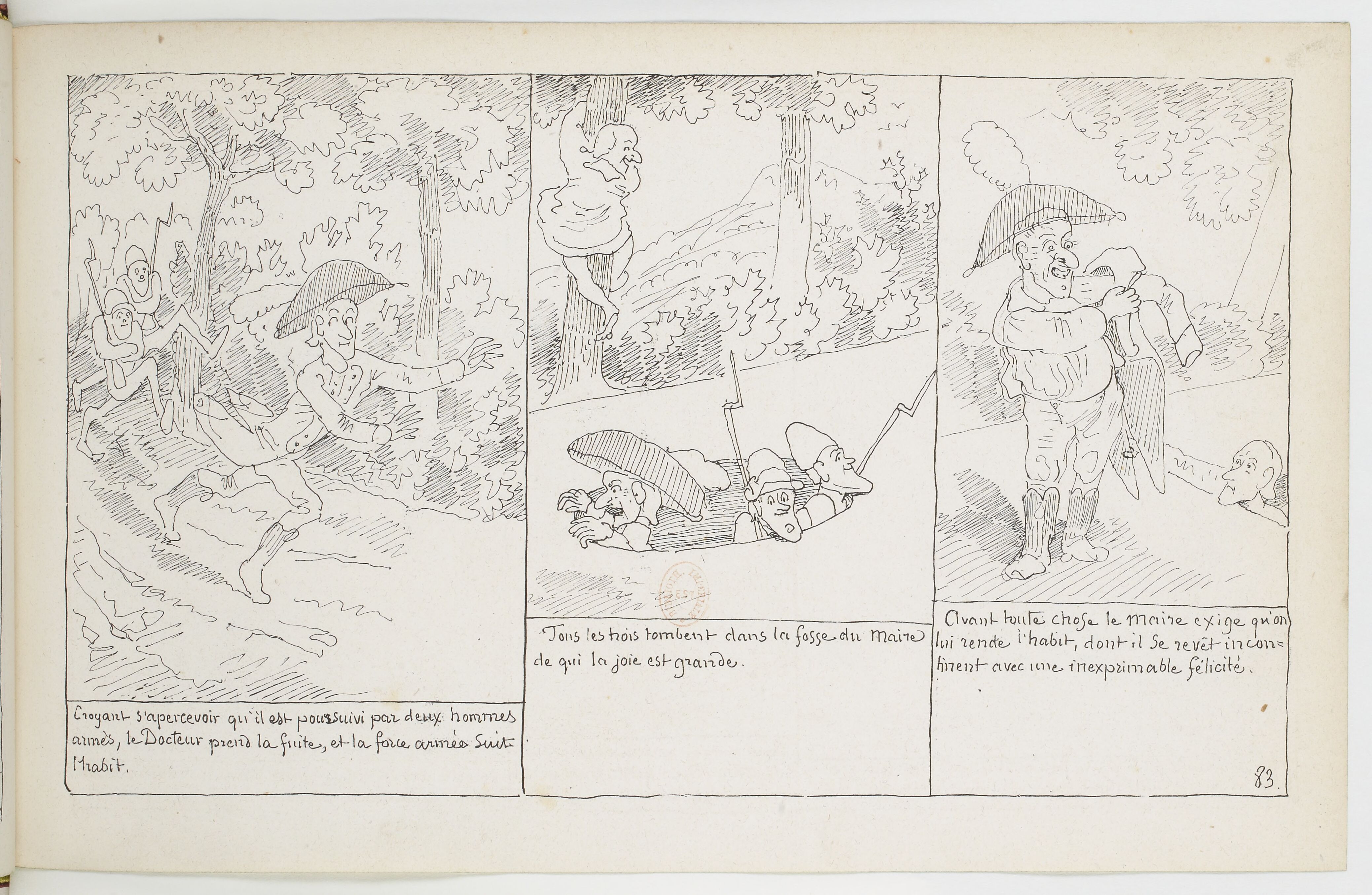 Le Docteur Festus (Rodolphe Töpffer, 1840), page 83. Domaine public. Source gallica.bnf.fr / BnF.