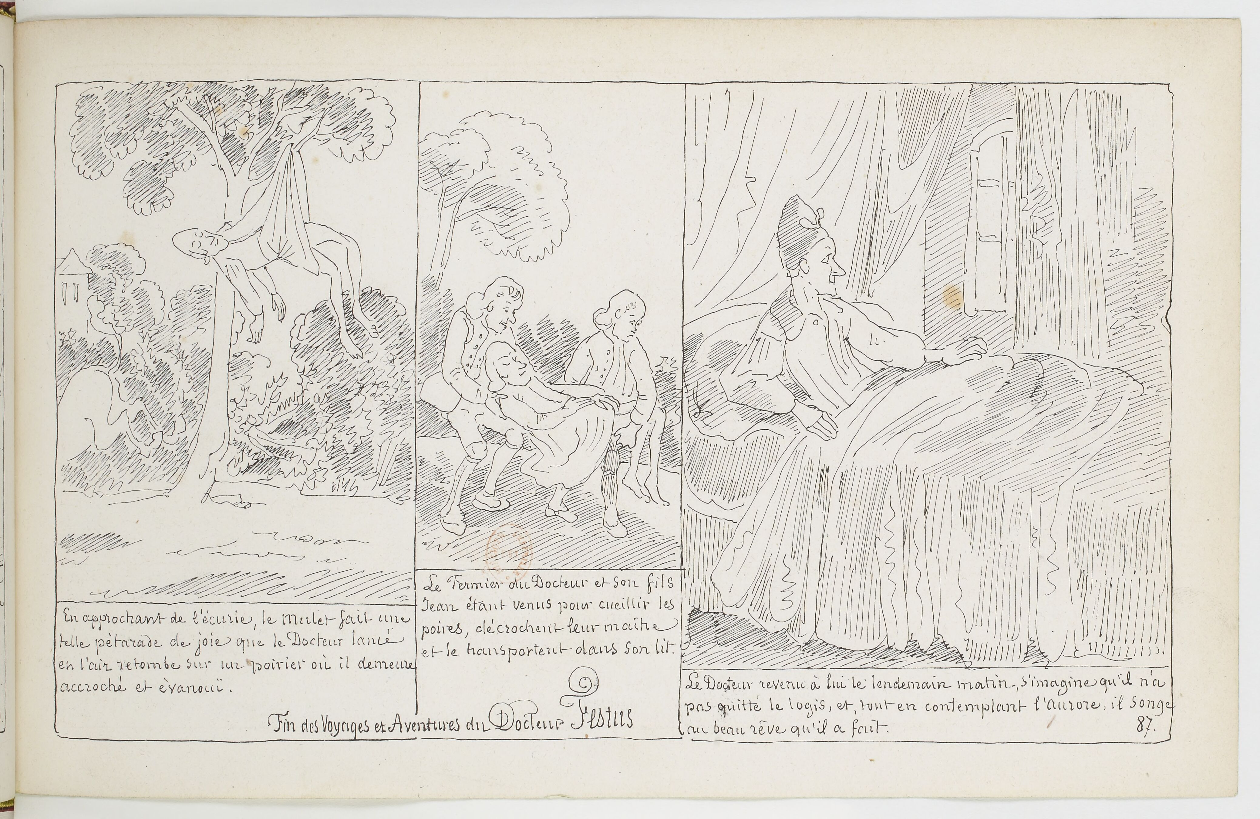 Le Docteur Festus (Rodolphe Töpffer, 1840), page 87. Domaine public. Source gallica.bnf.fr / BnF.