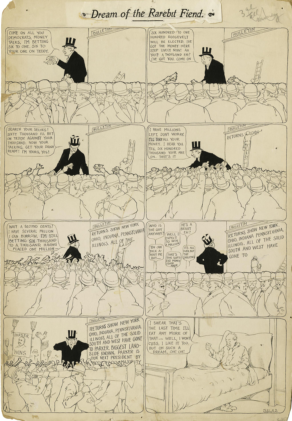 Dream of the Rarebit Fiend, strip 11 of 820. Winsor McCay (1904–1913), public domain. Scan: Internet Archive.