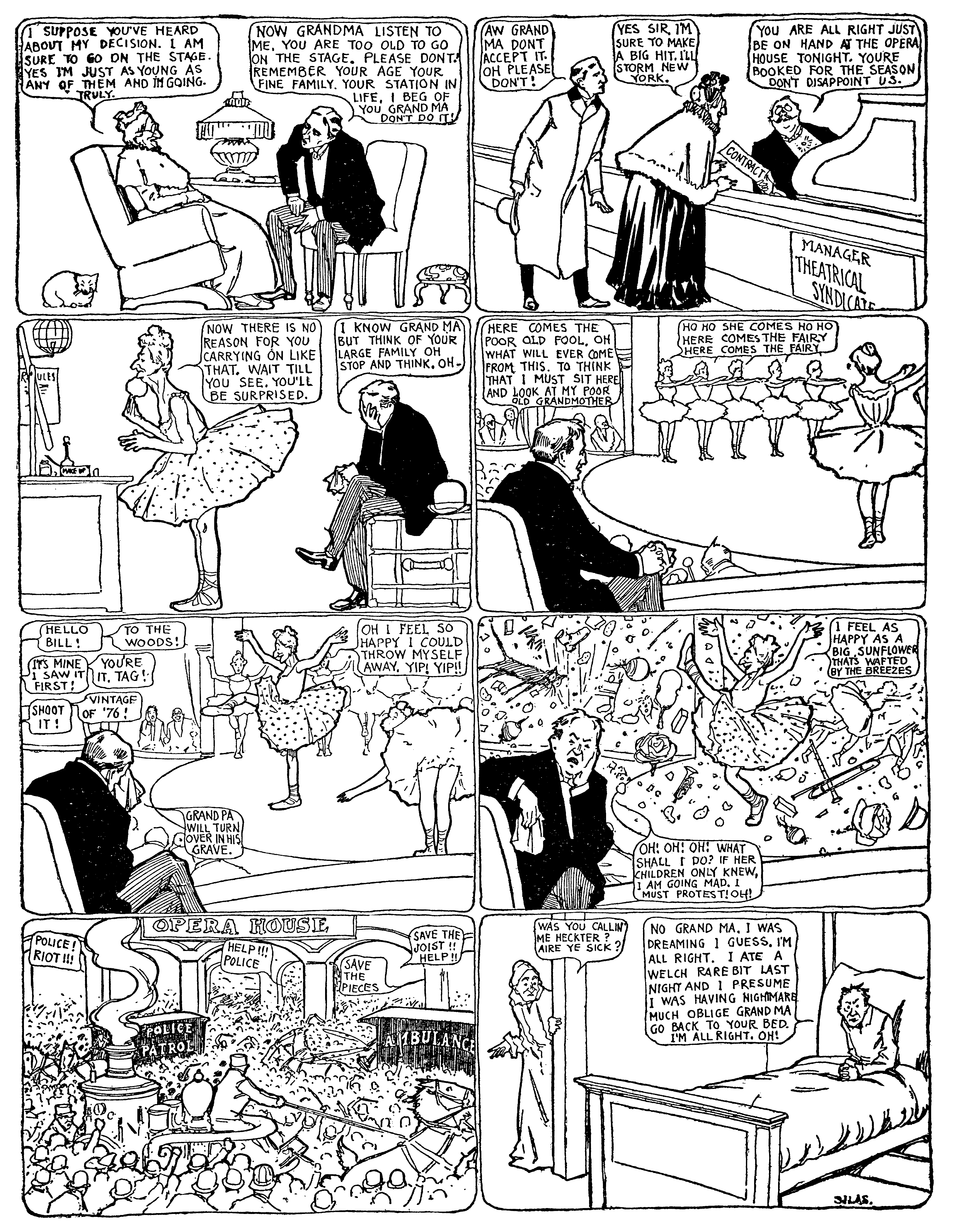 Dream of the Rarebit Fiend, strip 16 of 820. Winsor McCay (1904–1913), public domain. Scan: Internet Archive.