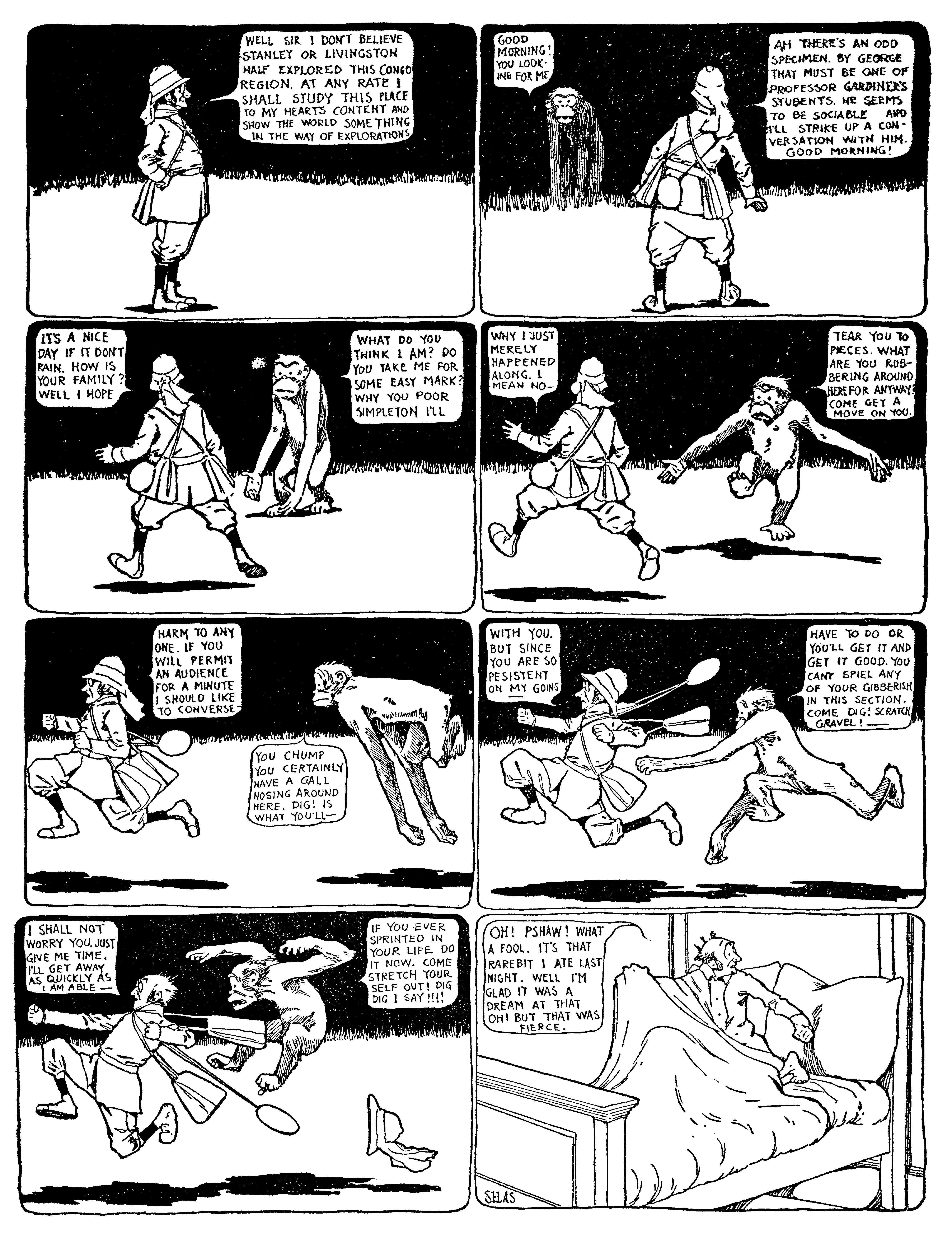 Dream of the Rarebit Fiend, strip 19 of 820. Winsor McCay (1904–1913), public domain. Scan: Internet Archive.