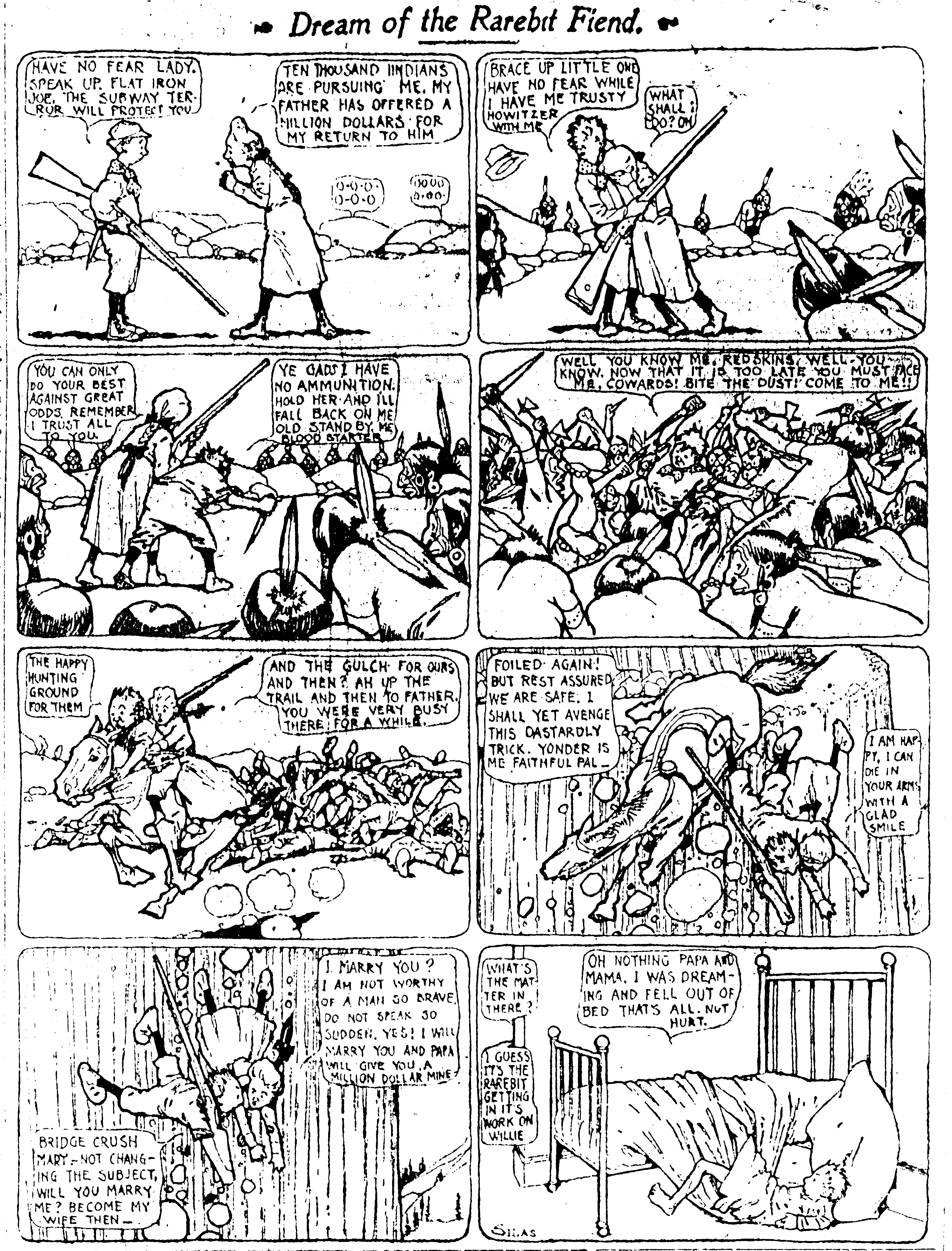 Dream of the Rarebit Fiend, strip 21 of 820. Winsor McCay (1904–1913), public domain. Scan: Internet Archive.