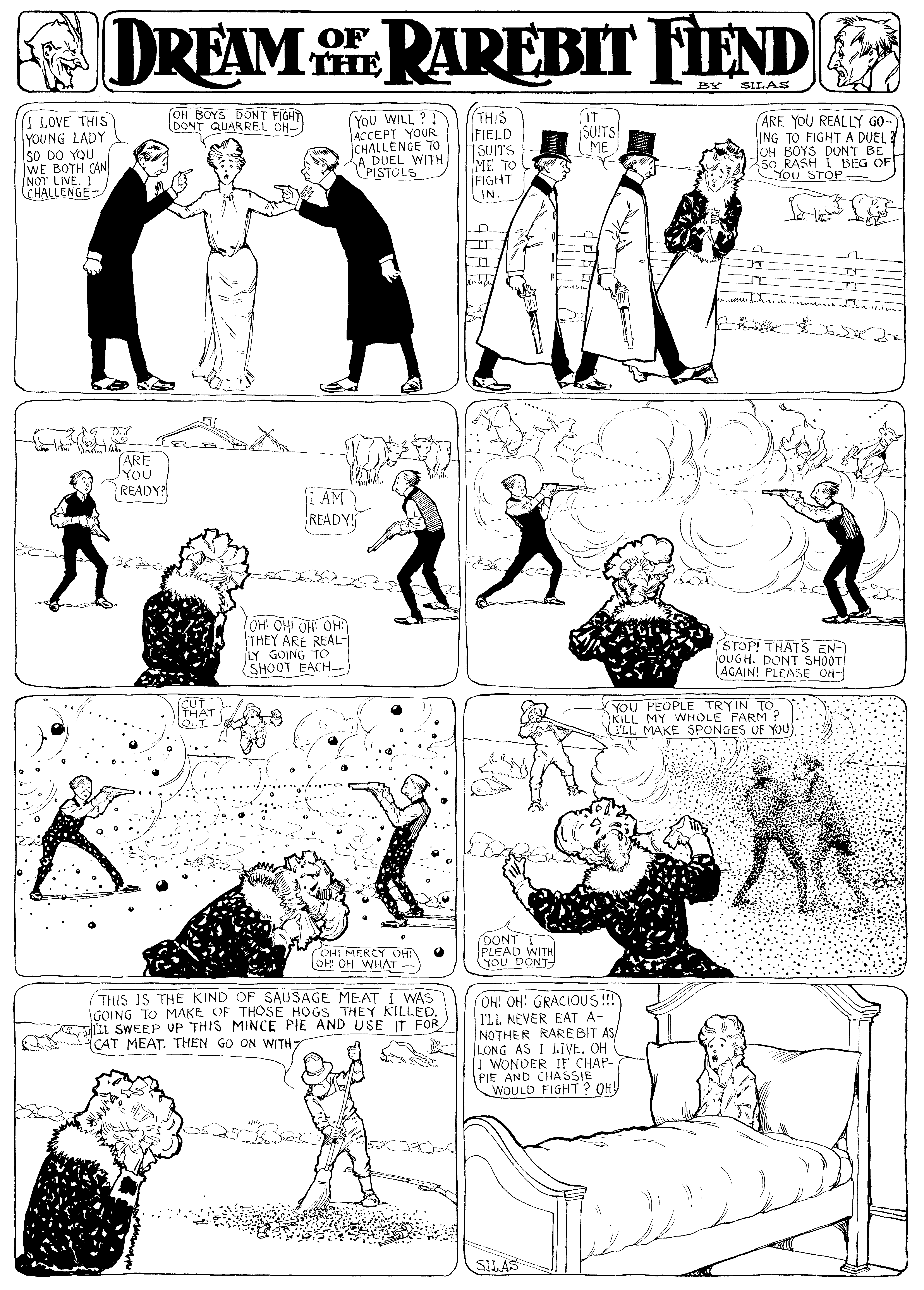 Dream of the Rarebit Fiend, strip 26 of 820. Winsor McCay (1904–1913), public domain. Scan: Internet Archive.