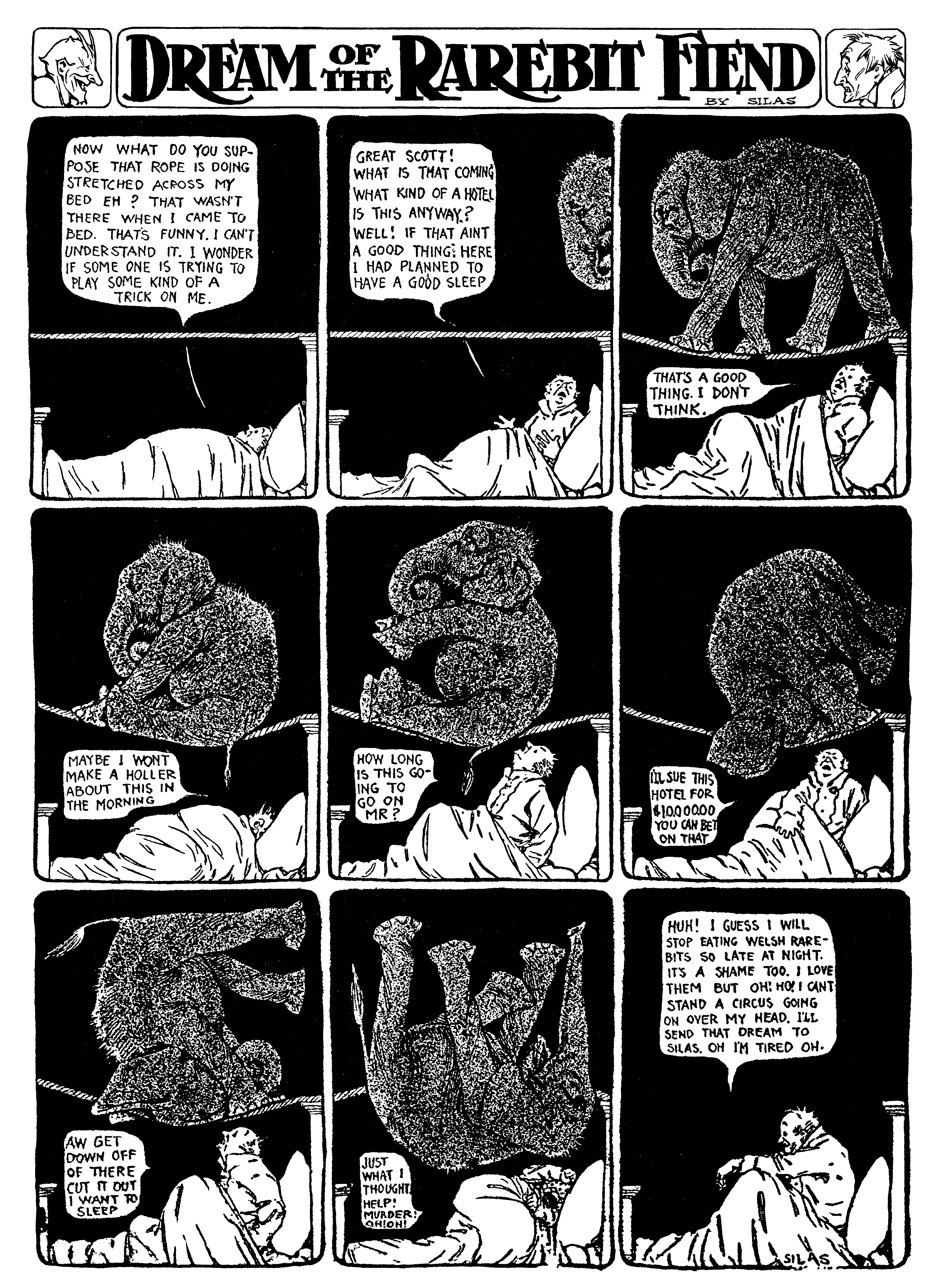 Dream of the Rarebit Fiend, strip 32 of 820. Winsor McCay (1904–1913), public domain. Scan: Internet Archive.