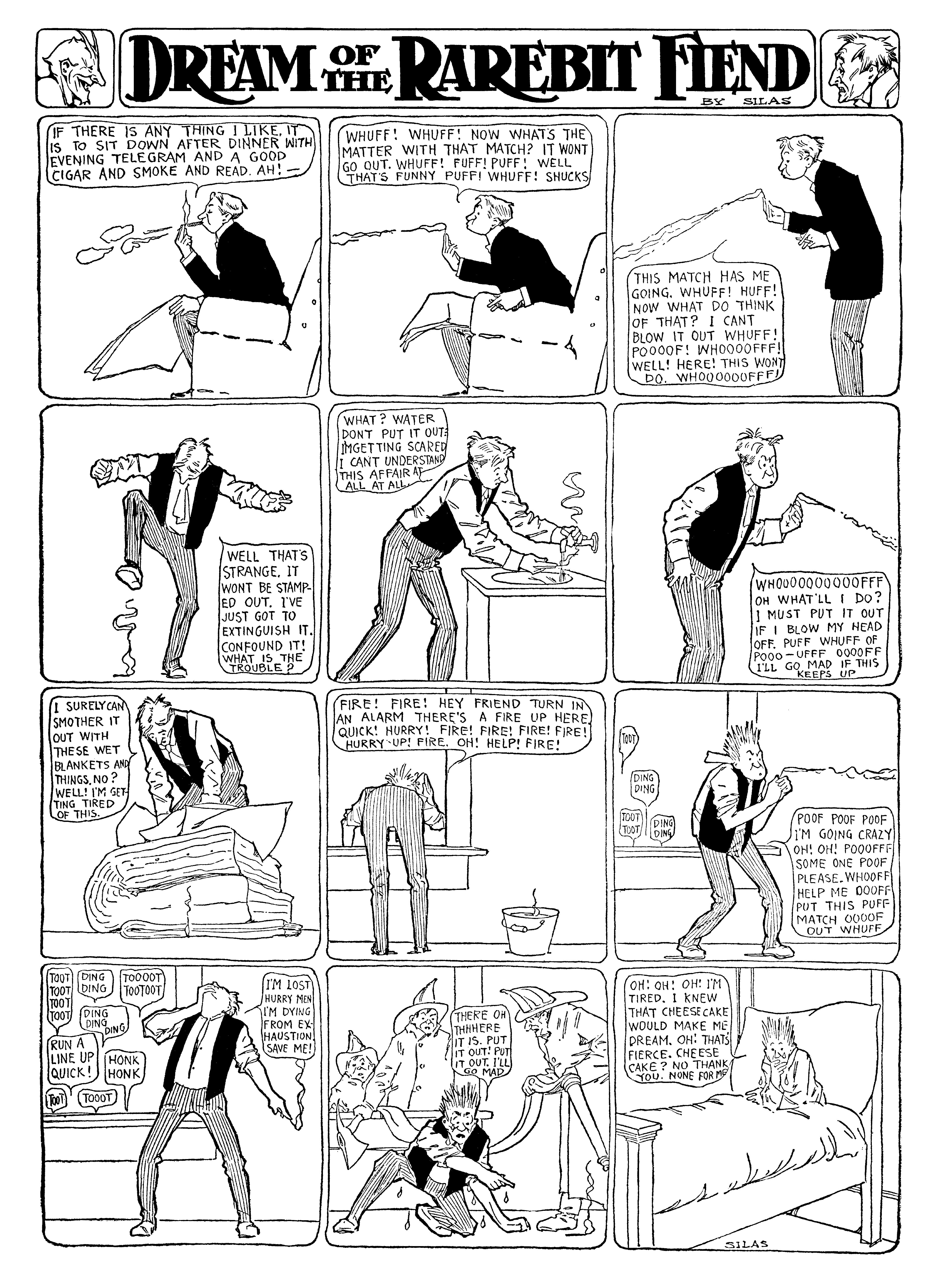 Dream of the Rarebit Fiend, strip 34 of 820. Winsor McCay (1904–1913), public domain. Scan: Internet Archive.