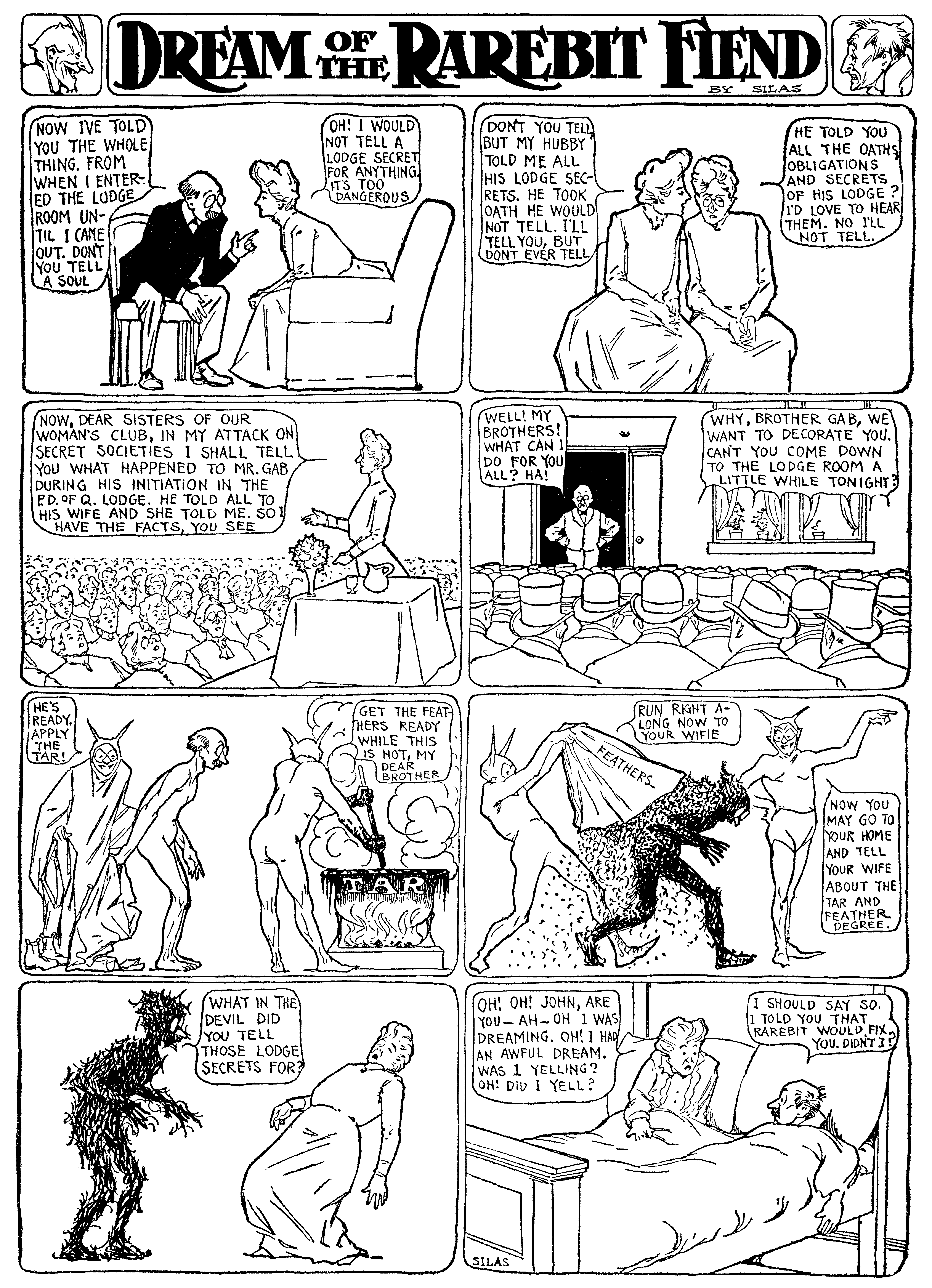 Dream of the Rarebit Fiend, strip 37 of 820. Winsor McCay (1904–1913), public domain. Scan: Internet Archive.