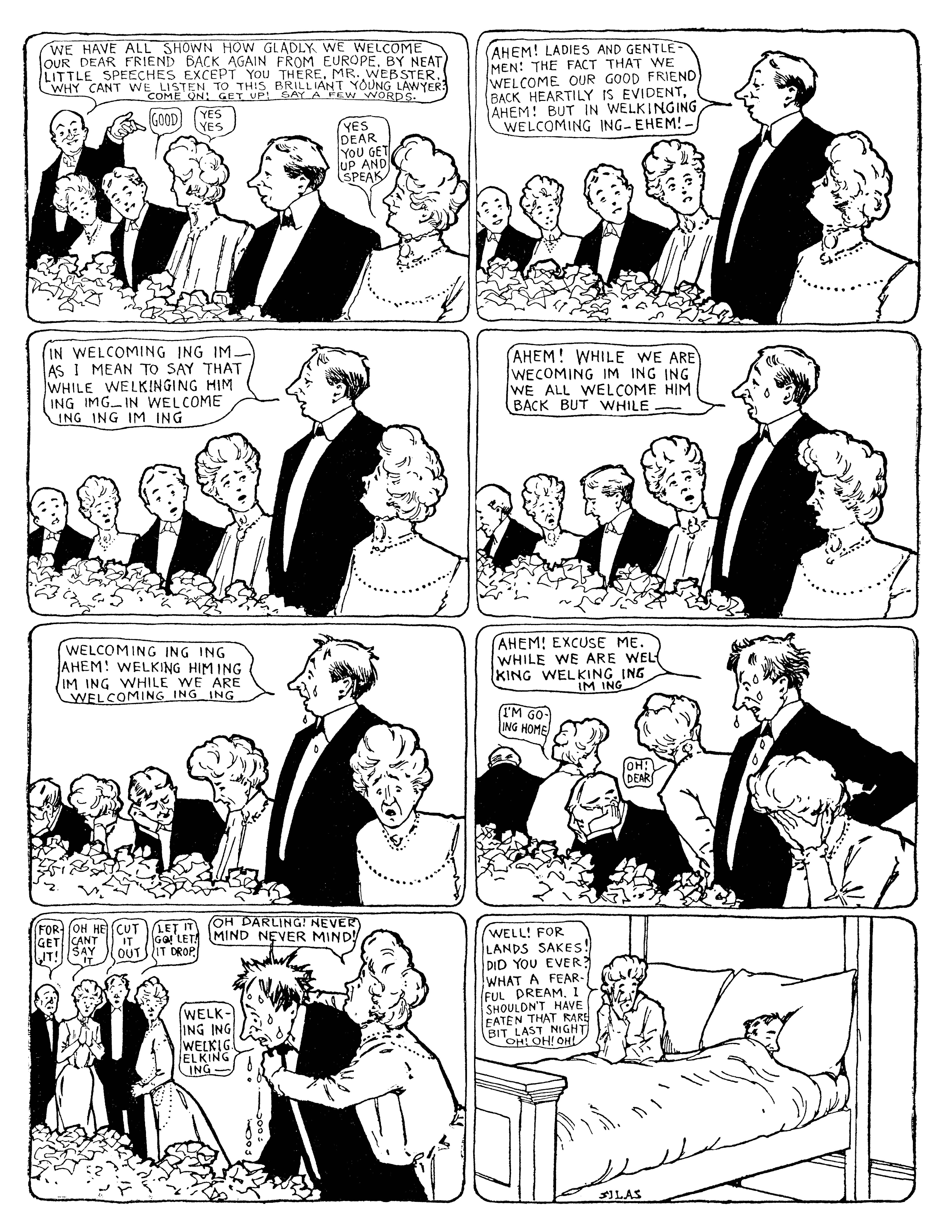 Dream of the Rarebit Fiend, strip 38 of 820. Winsor McCay (1904–1913), public domain. Scan: Internet Archive.