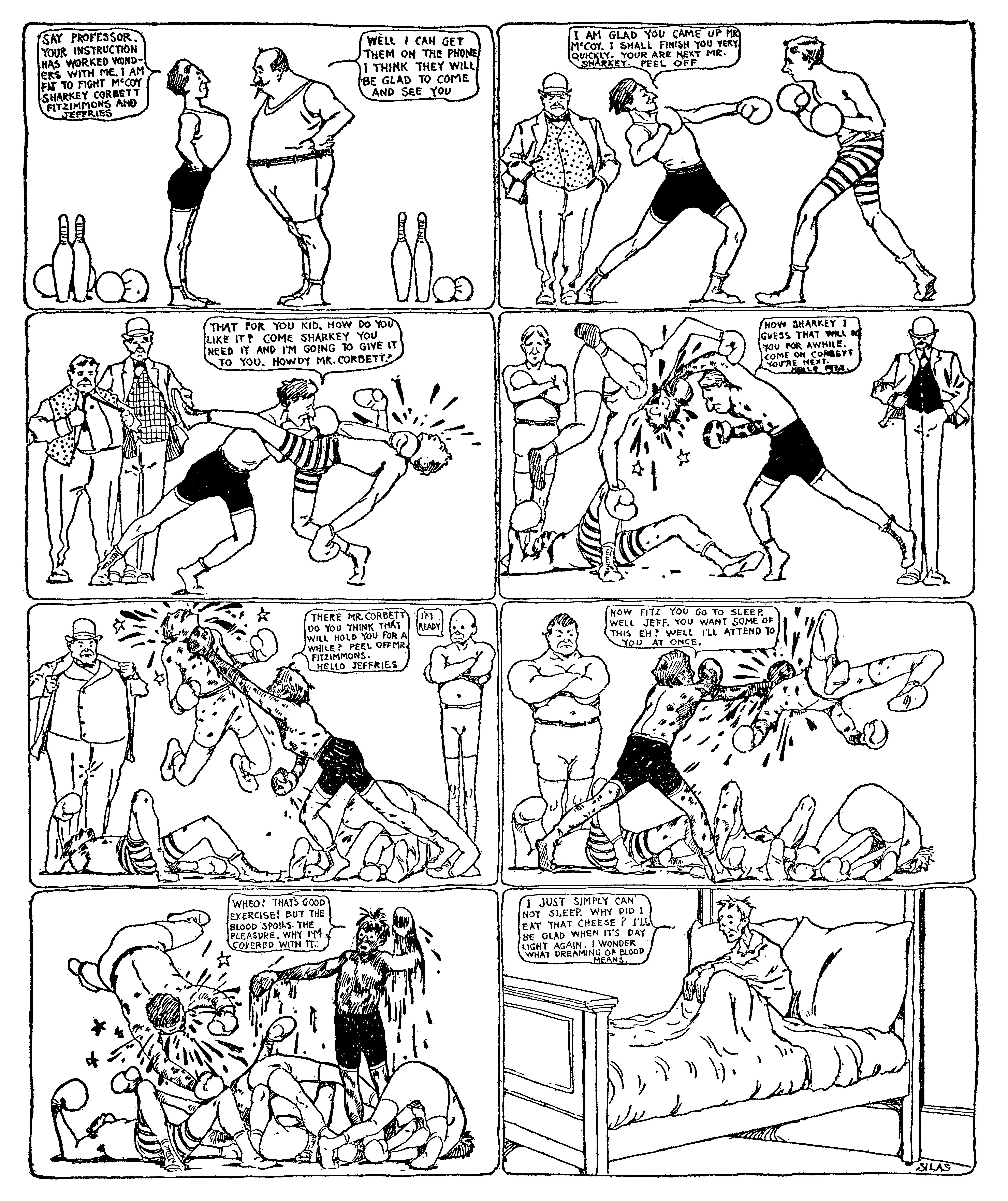 Dream of the Rarebit Fiend, strip 5 of 820. Winsor McCay (1904–1913), public domain. Scan: Internet Archive.