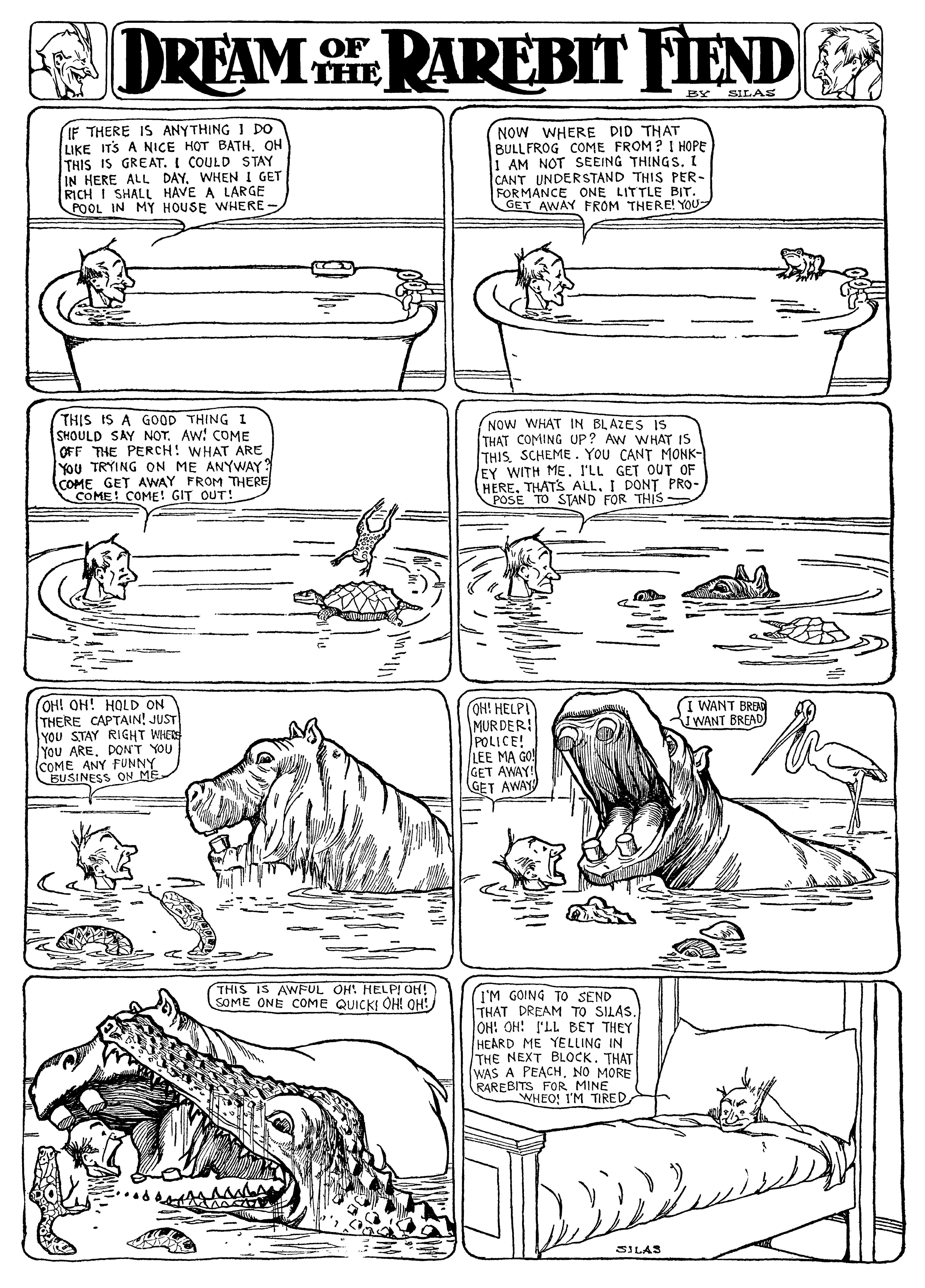 Dream of the Rarebit Fiend, strip 42 of 820. Winsor McCay (1904–1913), public domain. Scan: Internet Archive.