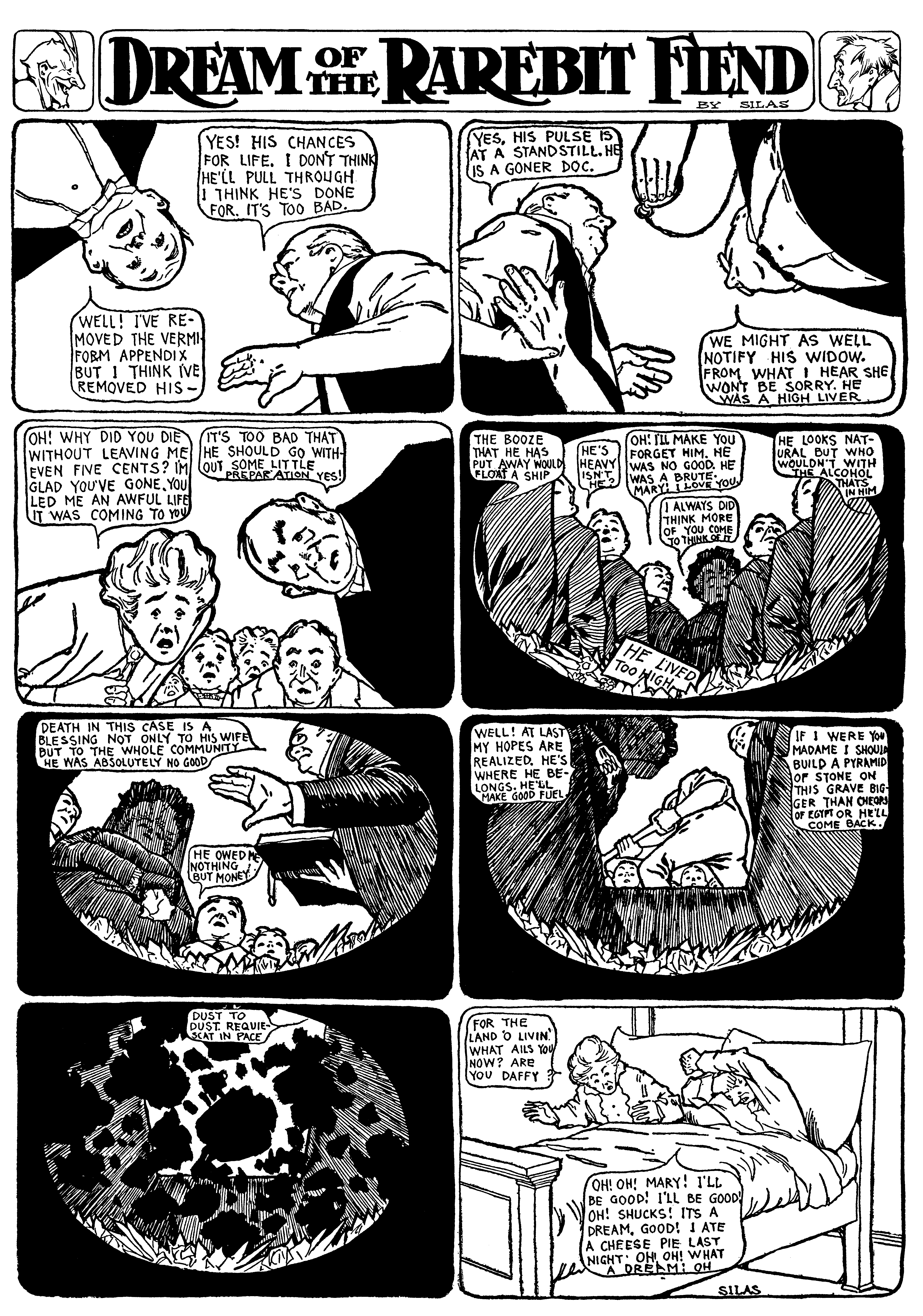 Dream of the Rarebit Fiend, strip 44 of 820. Winsor McCay (1904–1913), public domain. Scan: Internet Archive.