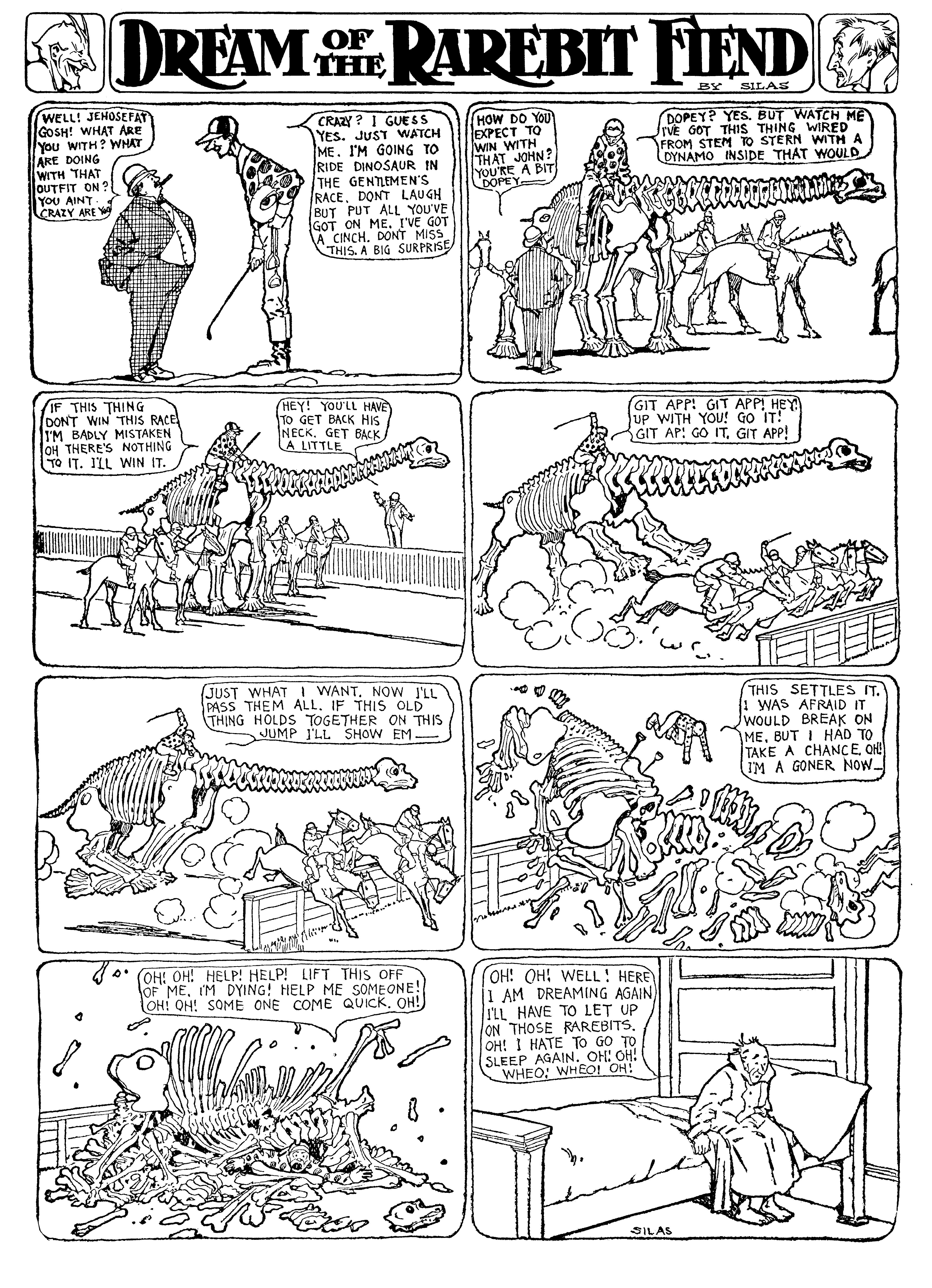 Dream of the Rarebit Fiend, strip 46 of 820. Winsor McCay (1904–1913), public domain. Scan: Internet Archive.