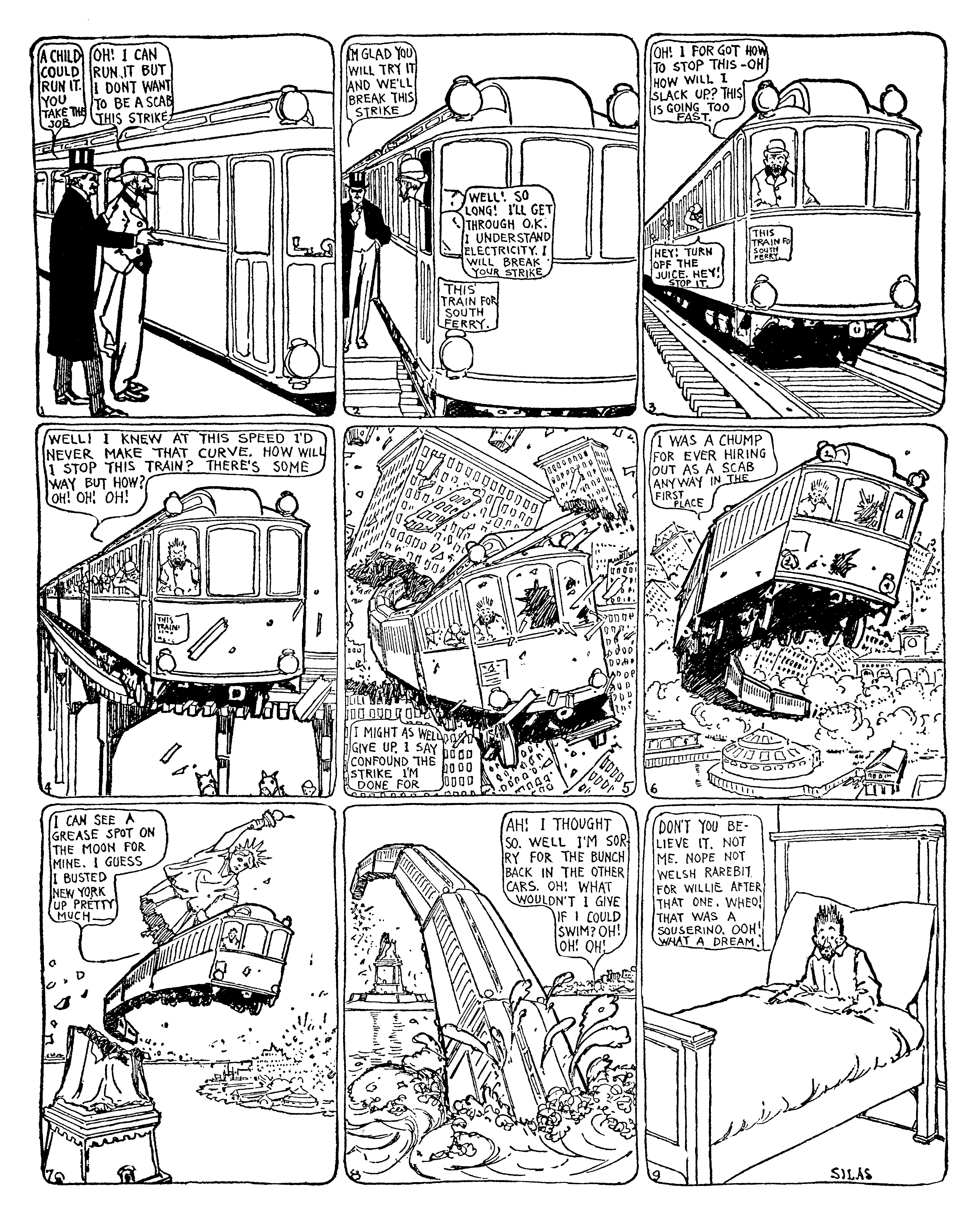 Dream of the Rarebit Fiend, strip 50 of 820. Winsor McCay (1904–1913), public domain. Scan: Internet Archive.