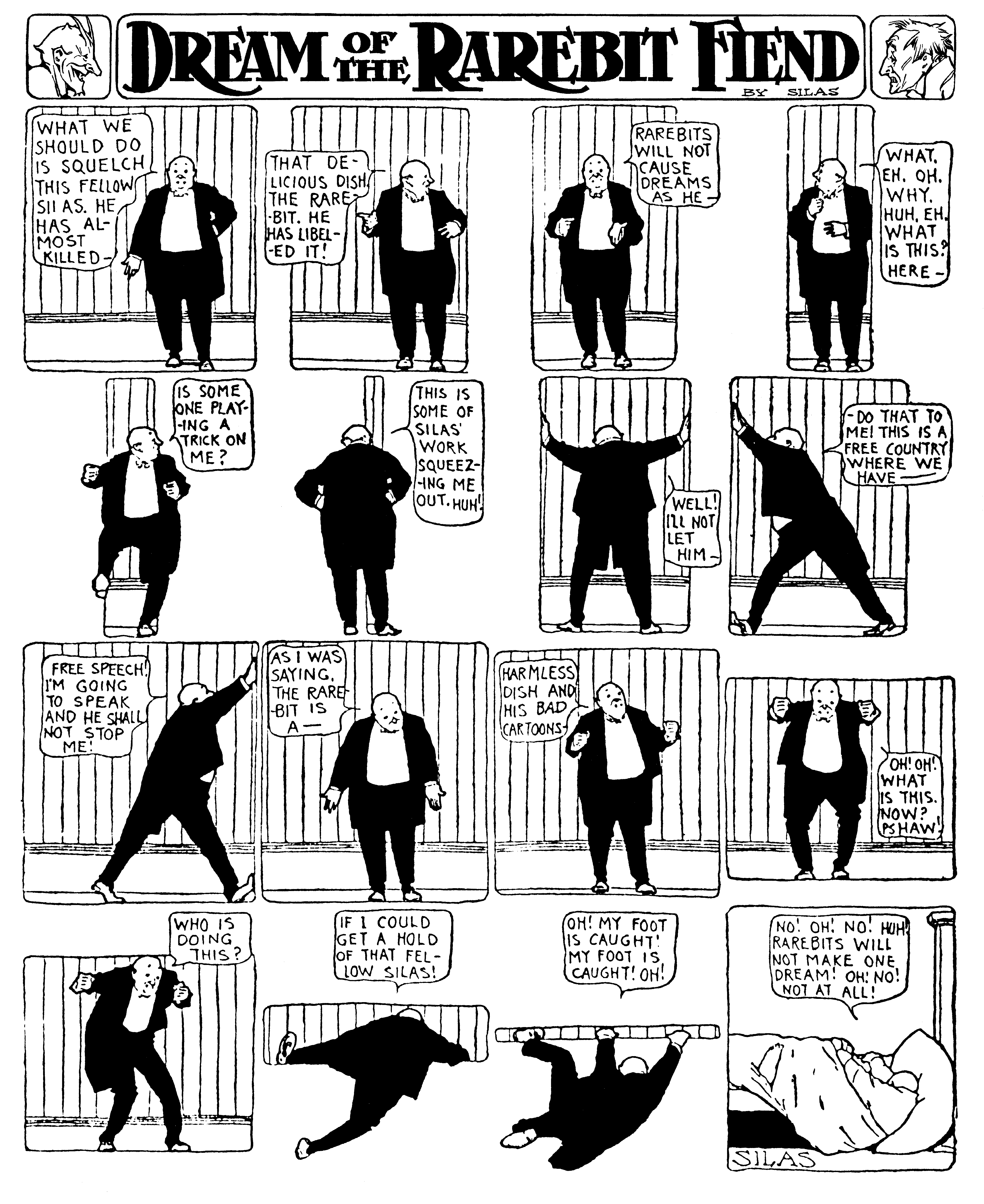 Dream of the Rarebit Fiend, strip 469 of 820. Winsor McCay (1904–1913), public domain. Scan: Internet Archive.