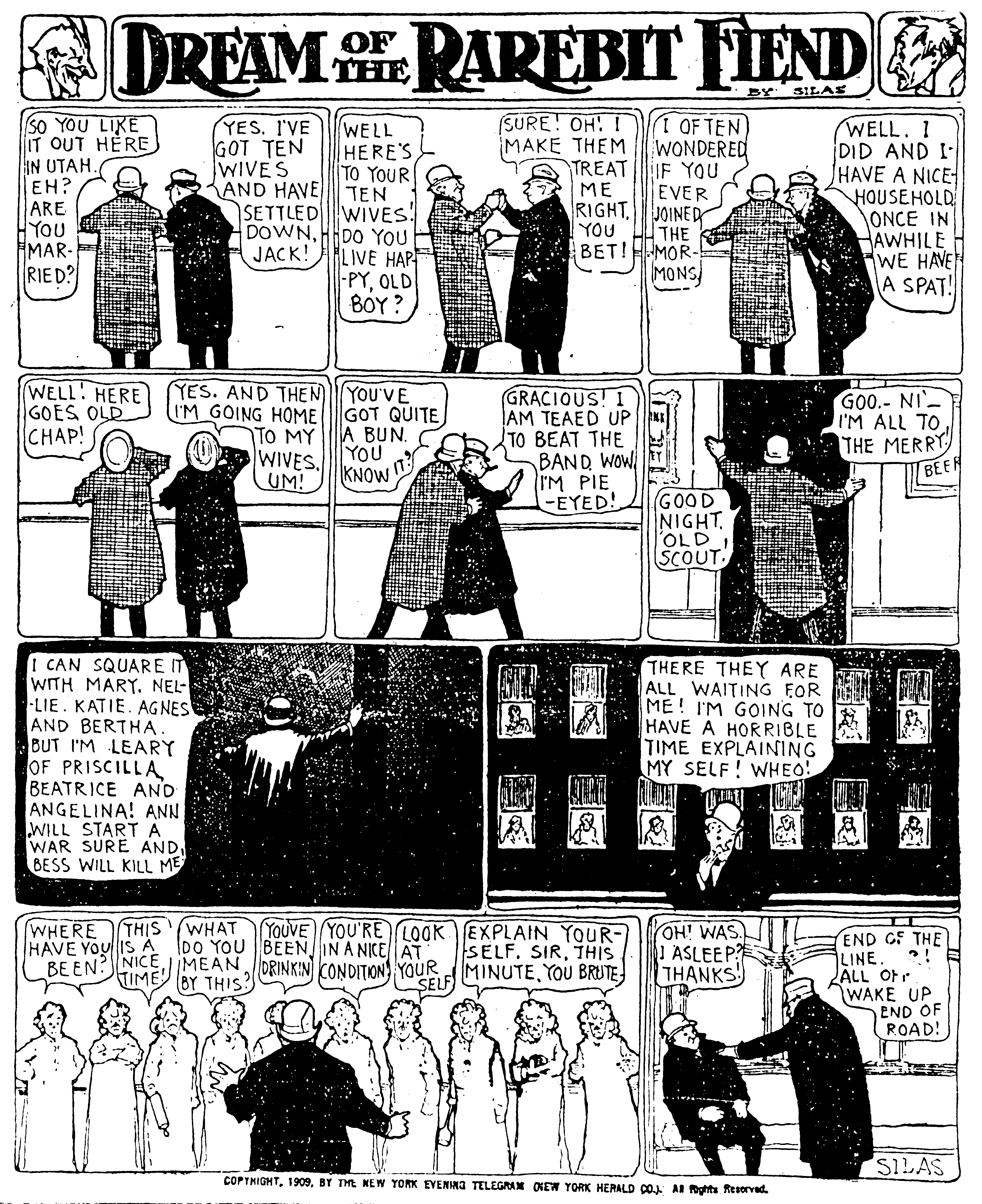 Dream of the Rarebit Fiend, strip 471 of 820. Winsor McCay (1904–1913), public domain. Scan: Internet Archive.