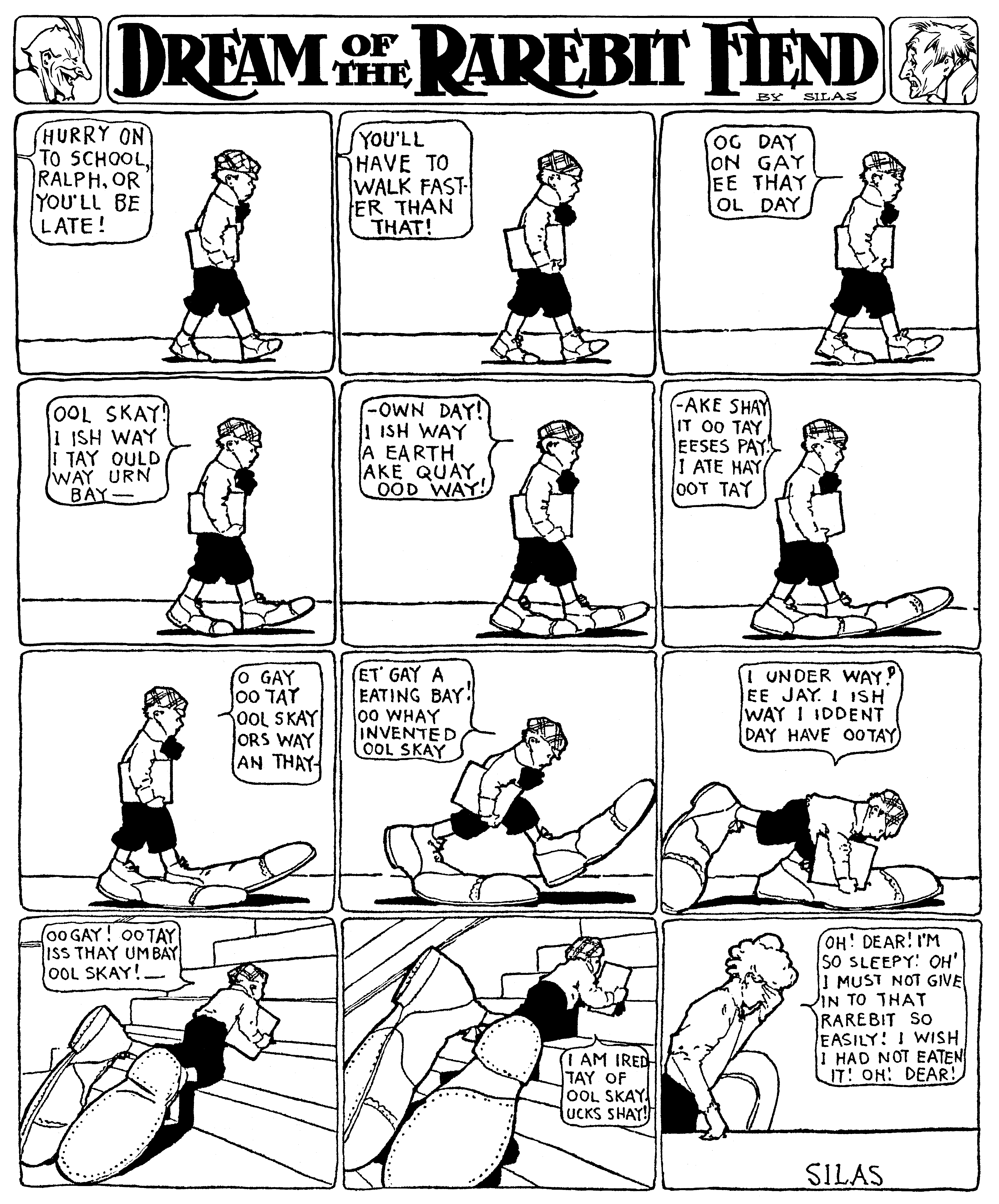 Dream of the Rarebit Fiend, strip 478 of 820. Winsor McCay (1904–1913), public domain. Scan: Internet Archive.