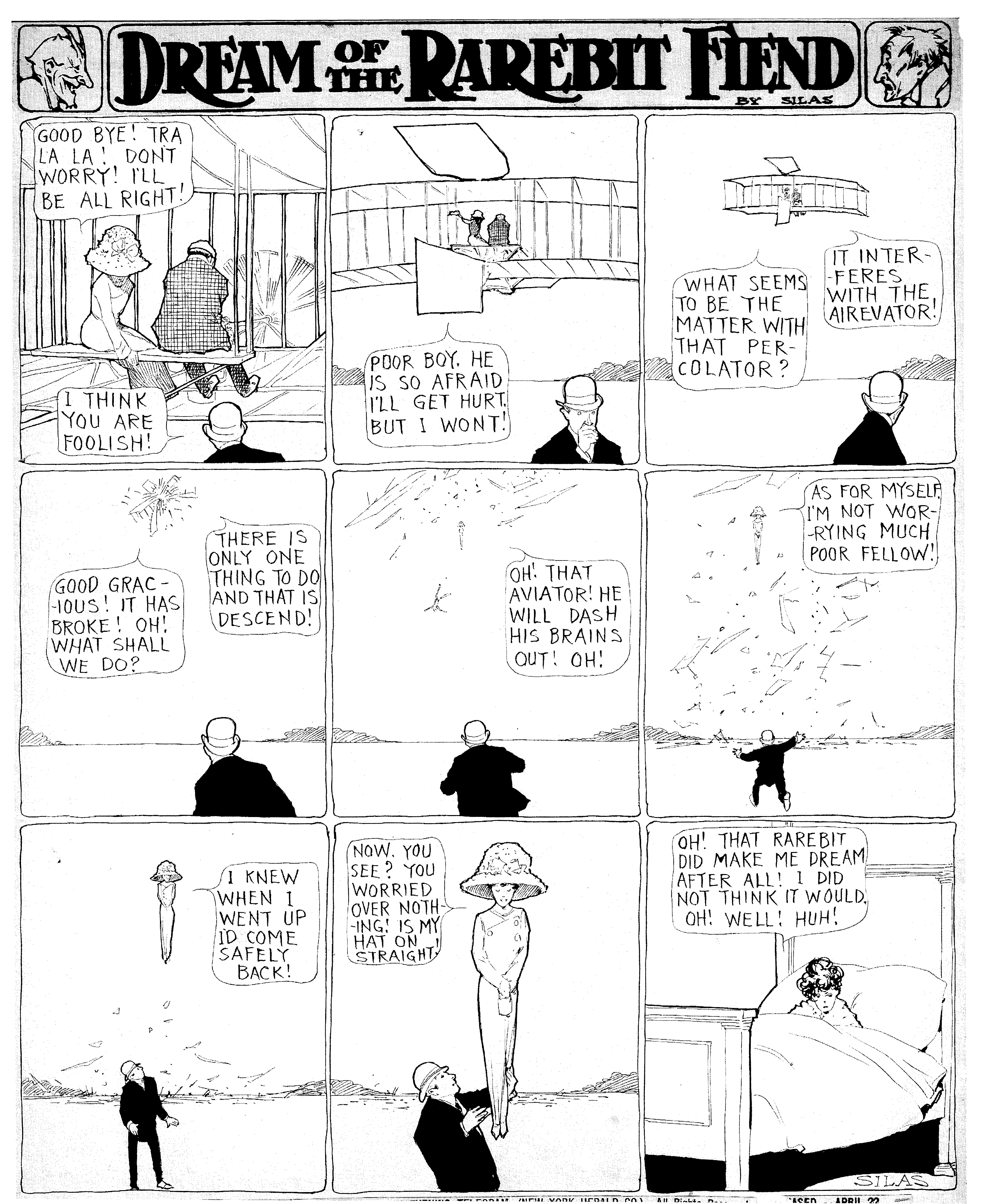 Dream of the Rarebit Fiend, strip 488 of 820. Winsor McCay (1904–1913), public domain. Scan: Internet Archive.