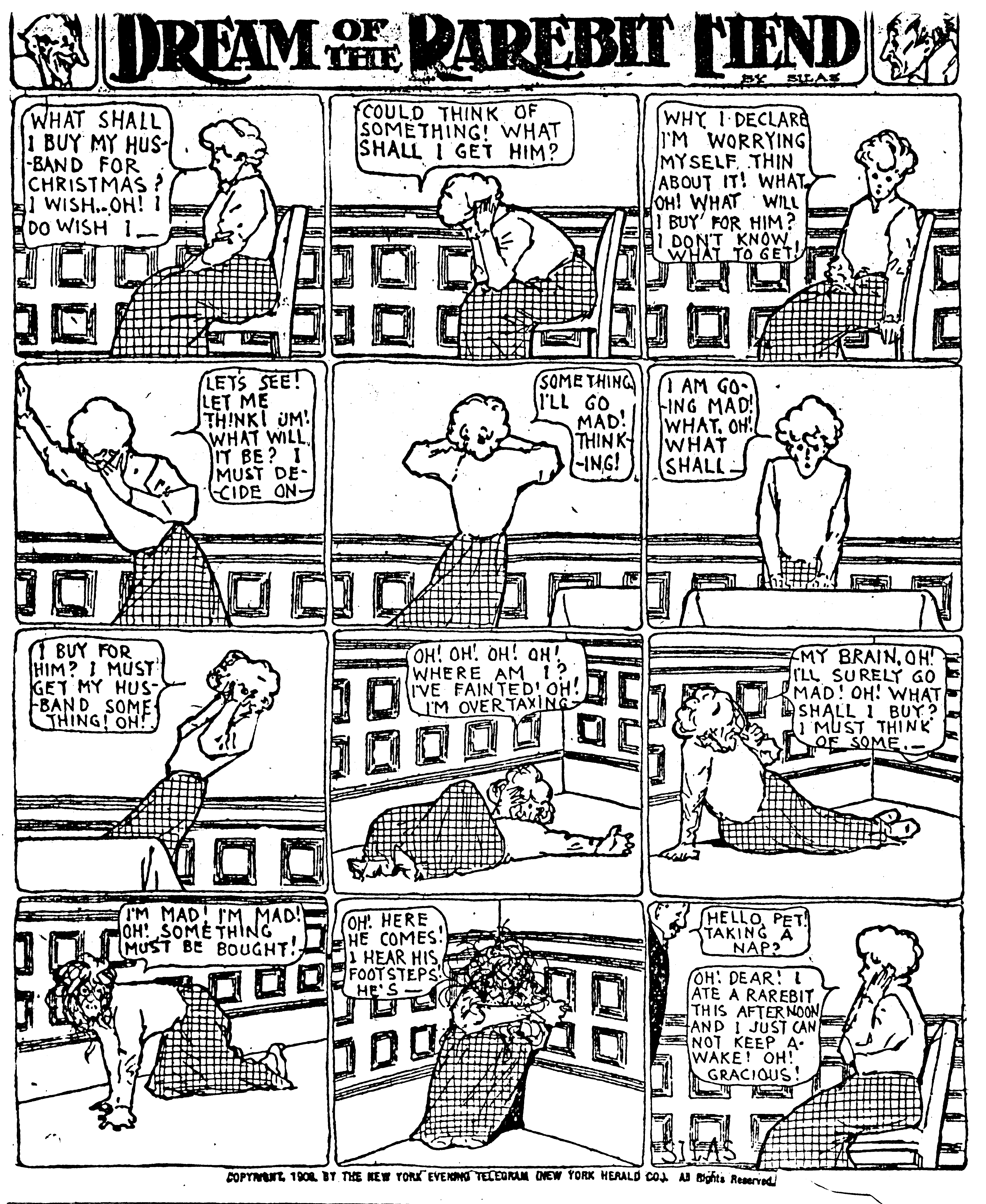 Dream of the Rarebit Fiend, strip 455 of 820. Winsor McCay (1904–1913), public domain. Scan: Internet Archive.