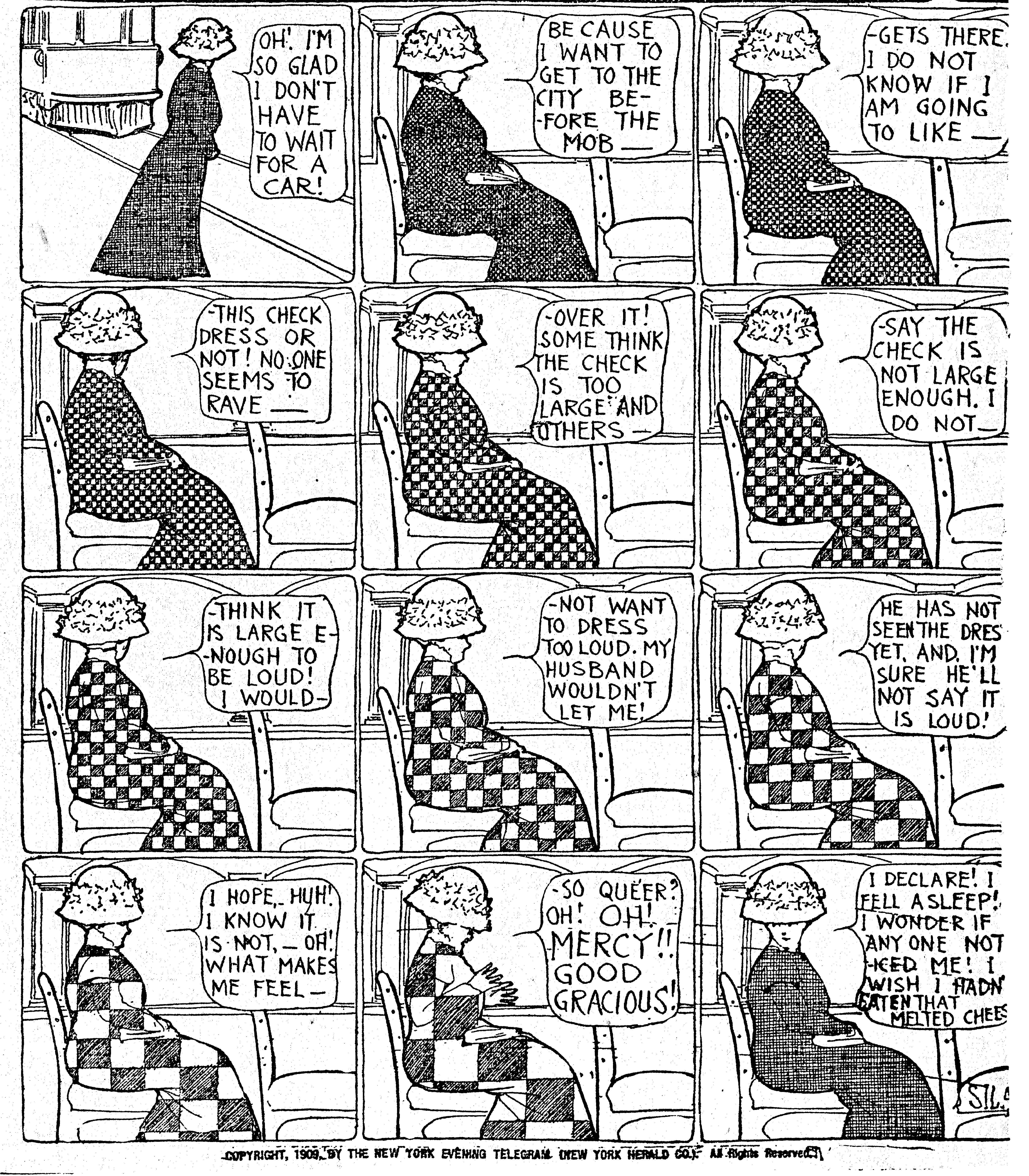 Dream of the Rarebit Fiend, strip 492 of 820. Winsor McCay (1904–1913), public domain. Scan: Internet Archive.