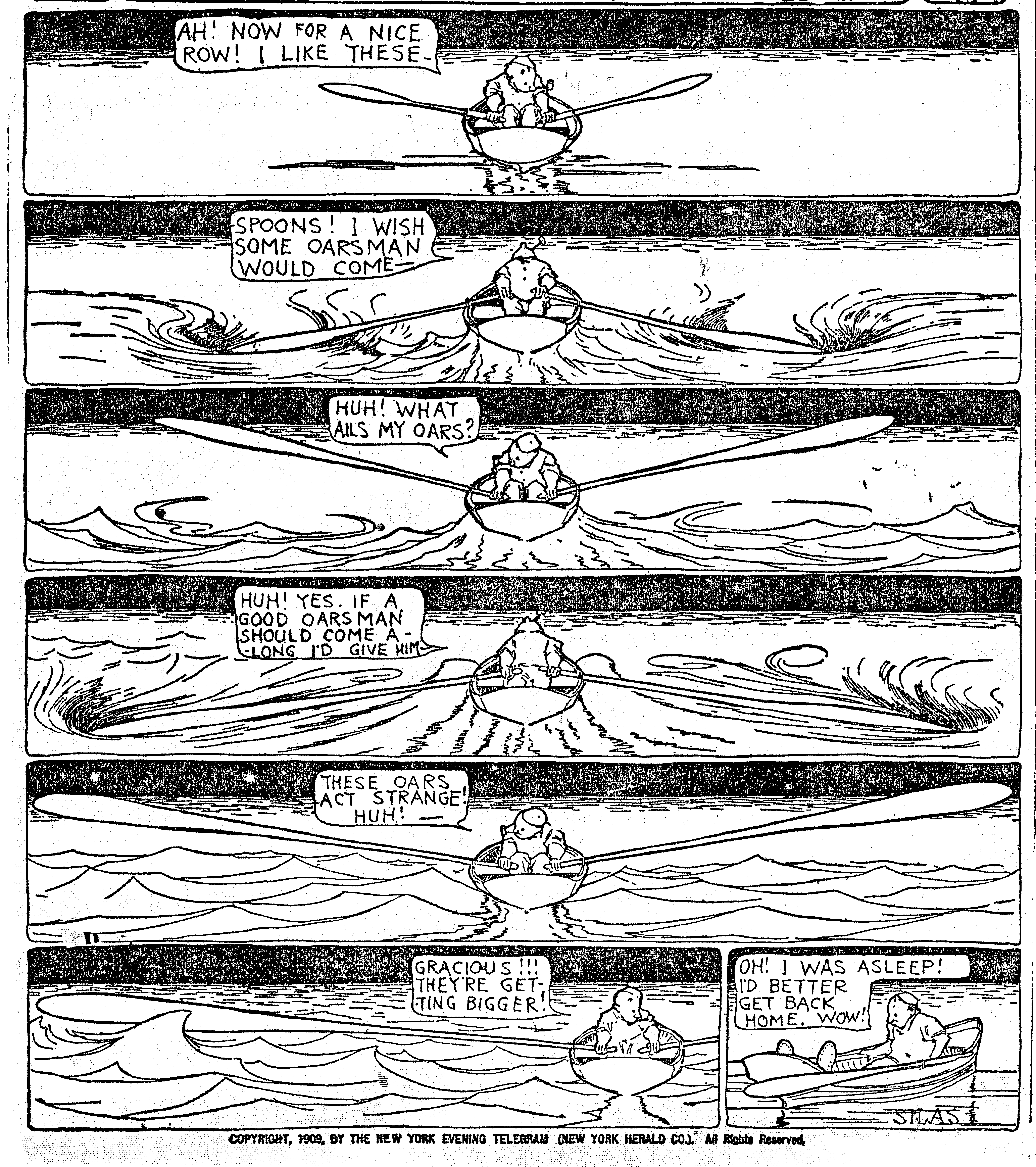 Dream of the Rarebit Fiend, strip 498 of 820. Winsor McCay (1904–1913), public domain. Scan: Internet Archive.
