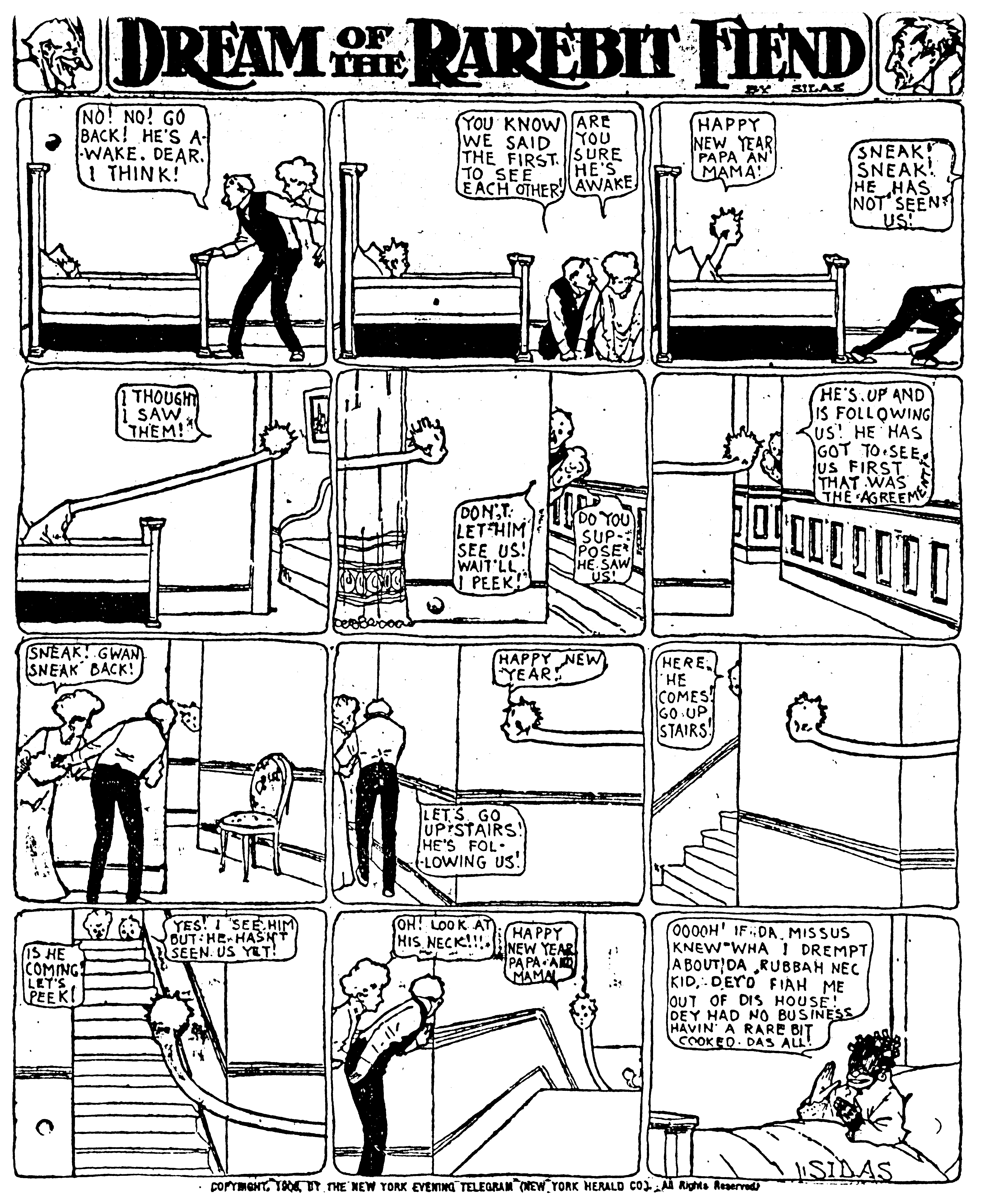 Dream of the Rarebit Fiend, strip 457 of 820. Winsor McCay (1904–1913), public domain. Scan: Internet Archive.