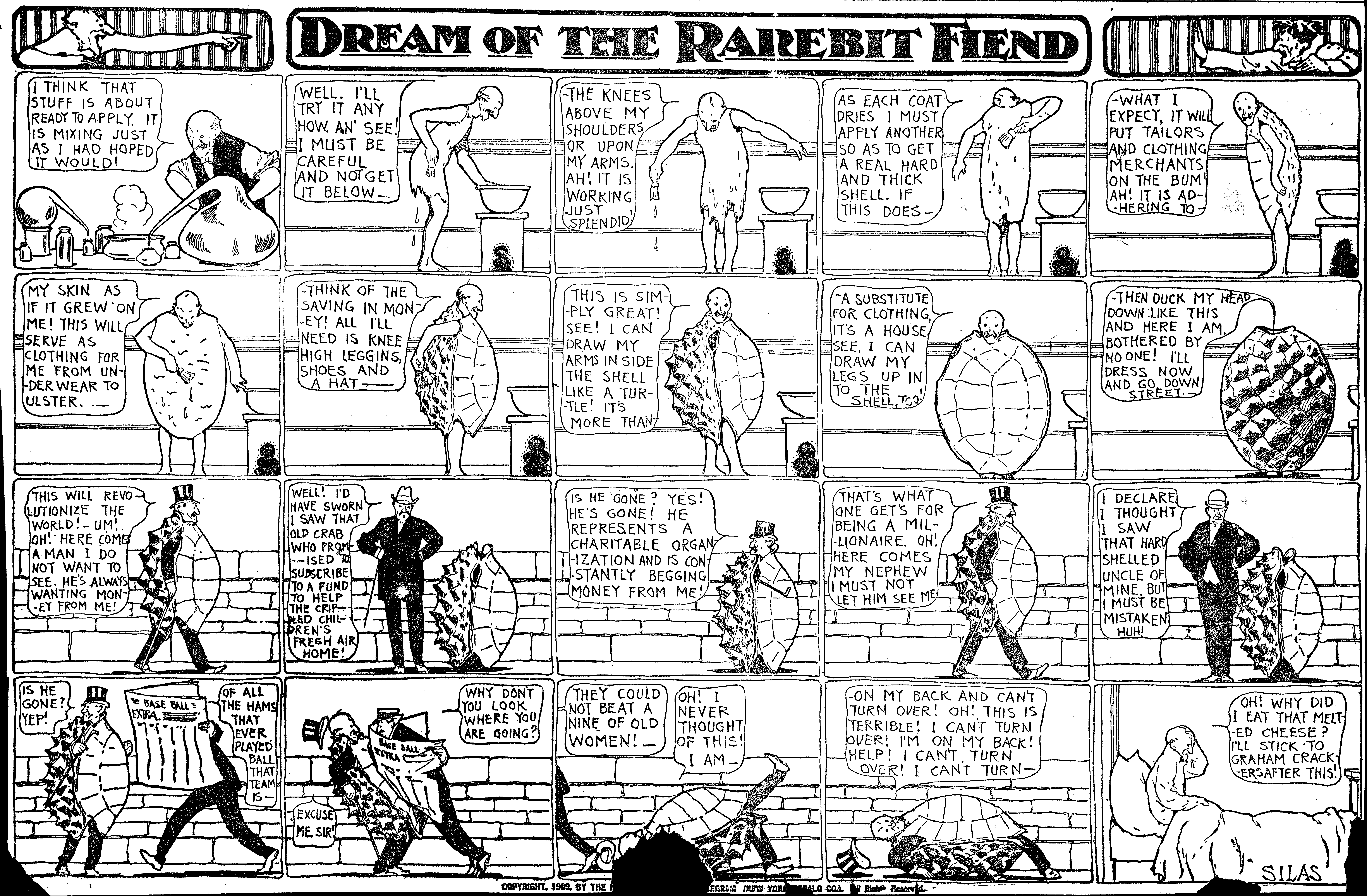 Dream of the Rarebit Fiend, strip 511 of 820. Winsor McCay (1904–1913), public domain. Scan: Internet Archive.