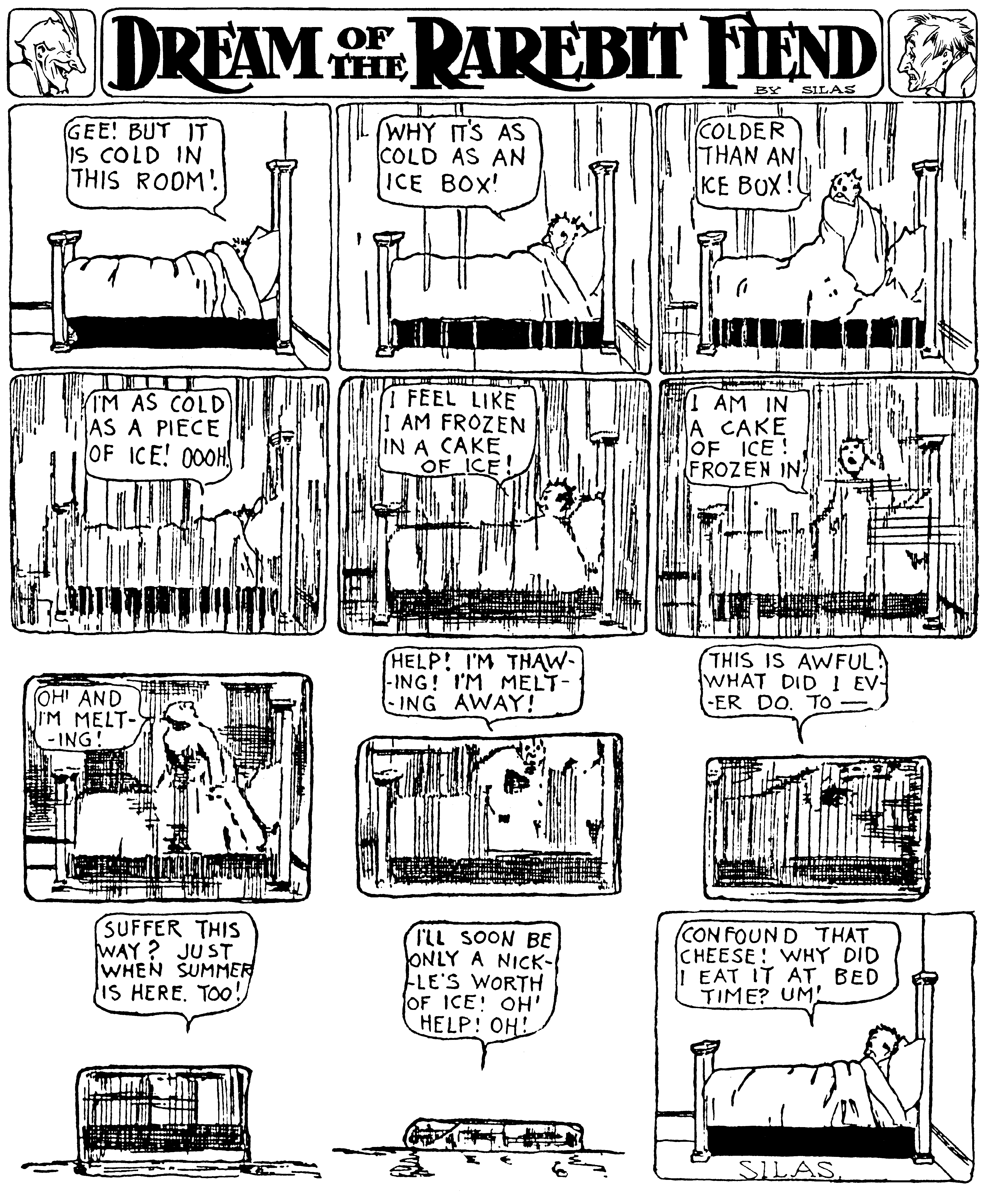 Dream of the Rarebit Fiend, strip 512 of 820. Winsor McCay (1904–1913), public domain. Scan: Internet Archive.