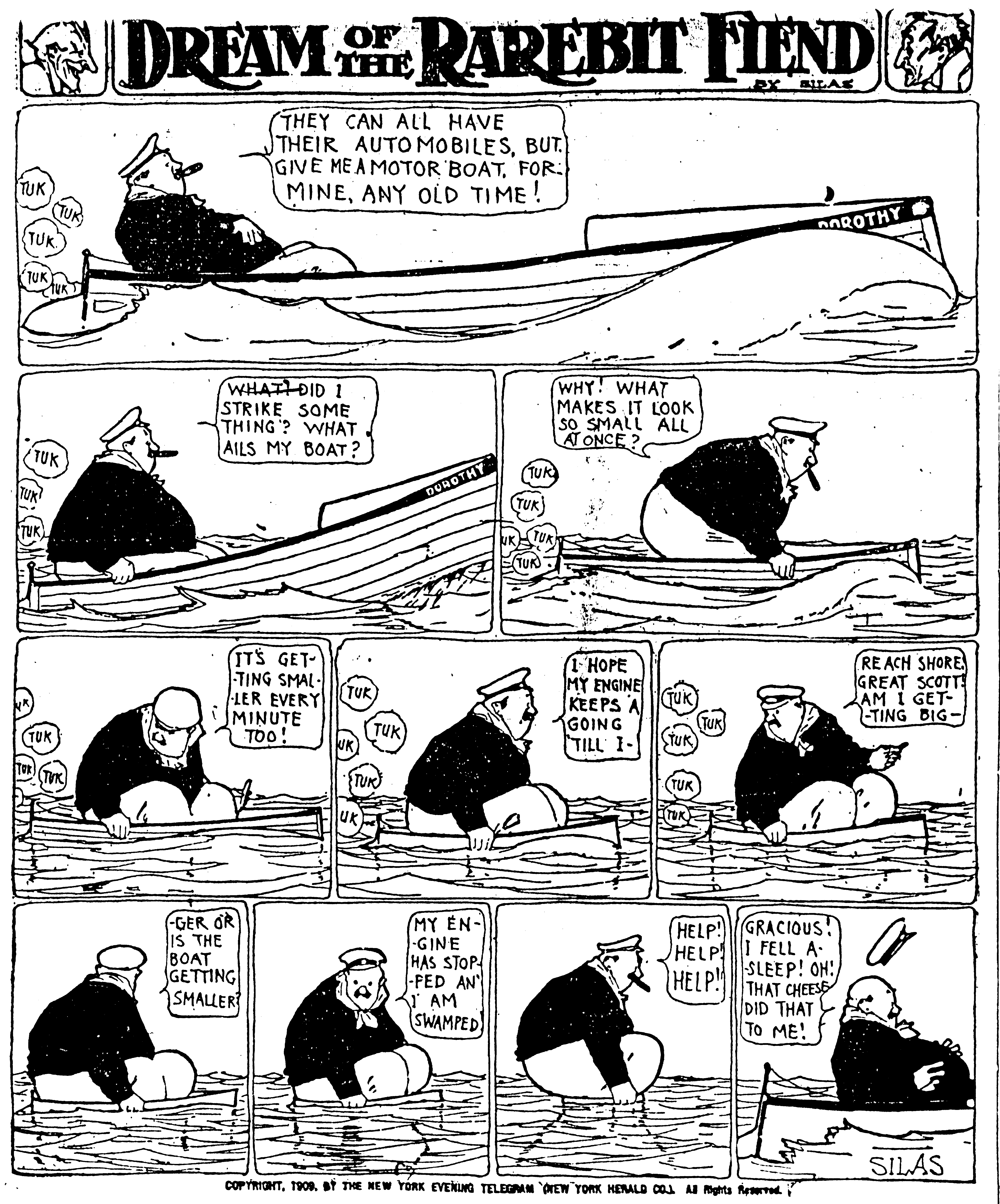 Dream of the Rarebit Fiend, strip 520 of 820. Winsor McCay (1904–1913), public domain. Scan: Internet Archive.