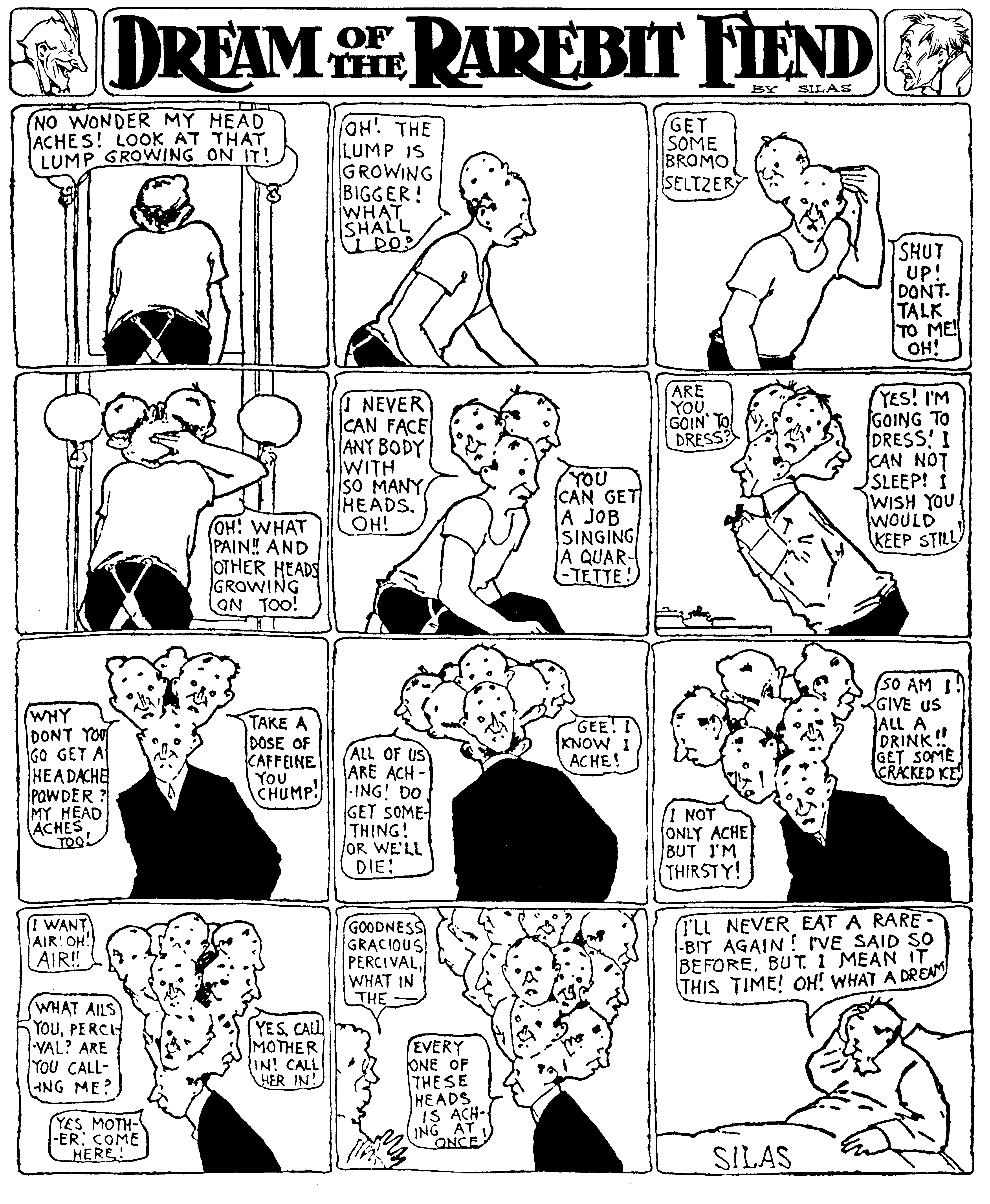 Dream of the Rarebit Fiend, strip 522 of 820. Winsor McCay (1904–1913), public domain. Scan: Internet Archive.