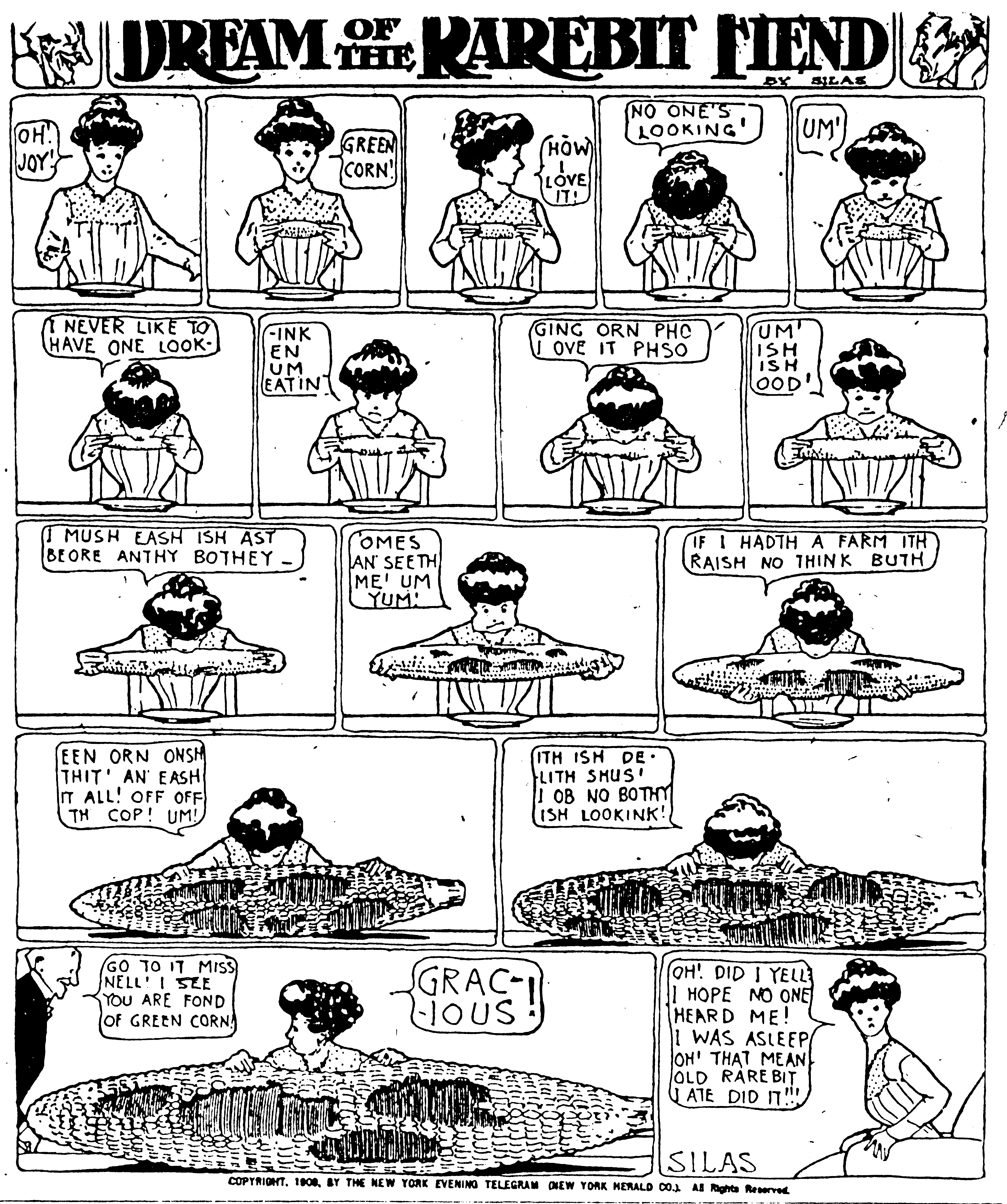 Dream of the Rarebit Fiend, strip 504 of 820. Winsor McCay (1904–1913), public domain. Scan: Internet Archive.