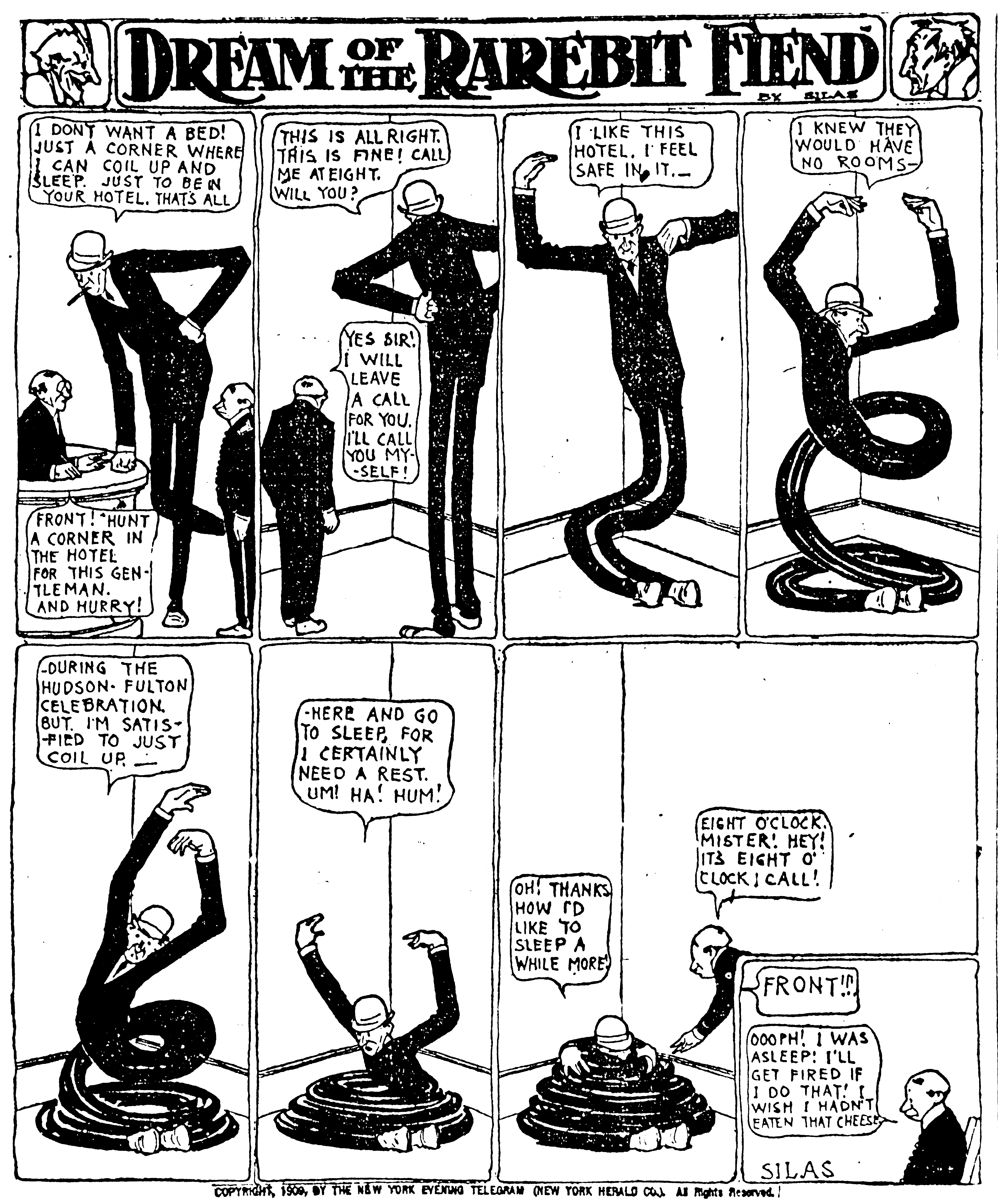 Dream of the Rarebit Fiend, strip 536 of 820. Winsor McCay (1904–1913), public domain. Scan: Internet Archive.