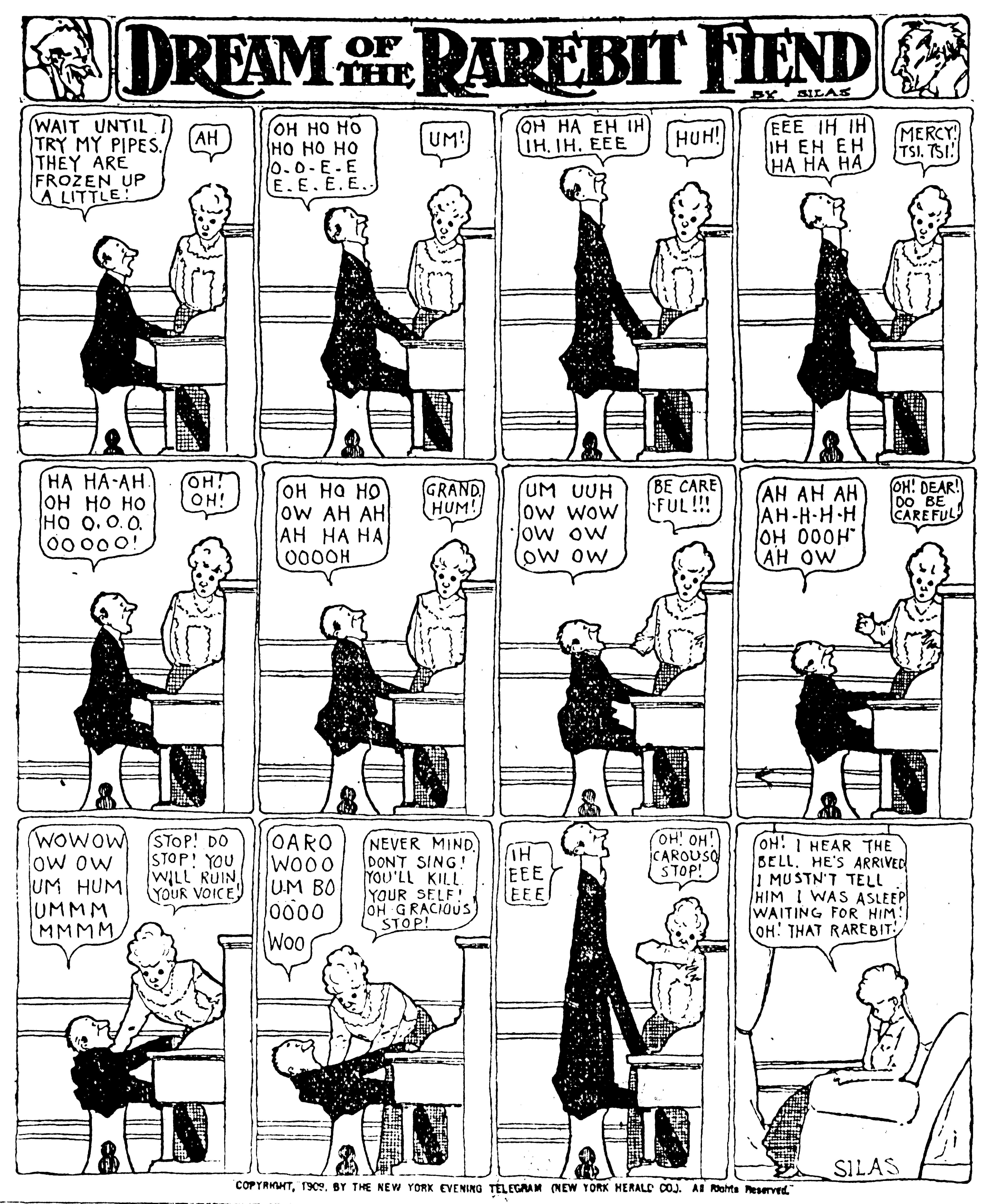 Dream of the Rarebit Fiend, strip 538 of 820. Winsor McCay (1904–1913), public domain. Scan: Internet Archive.