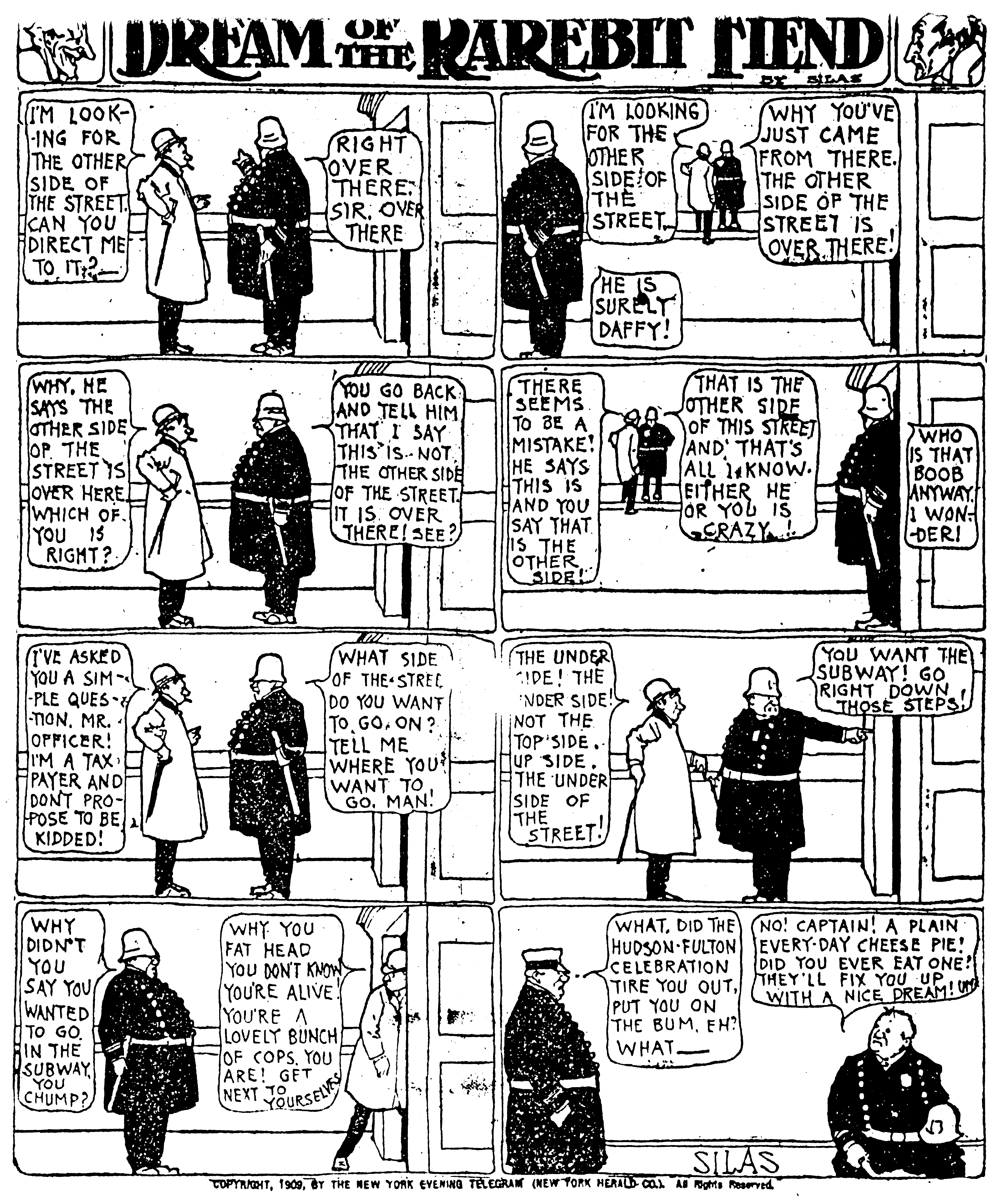 Dream of the Rarebit Fiend, strip 540 of 820. Winsor McCay (1904–1913), public domain. Scan: Internet Archive.