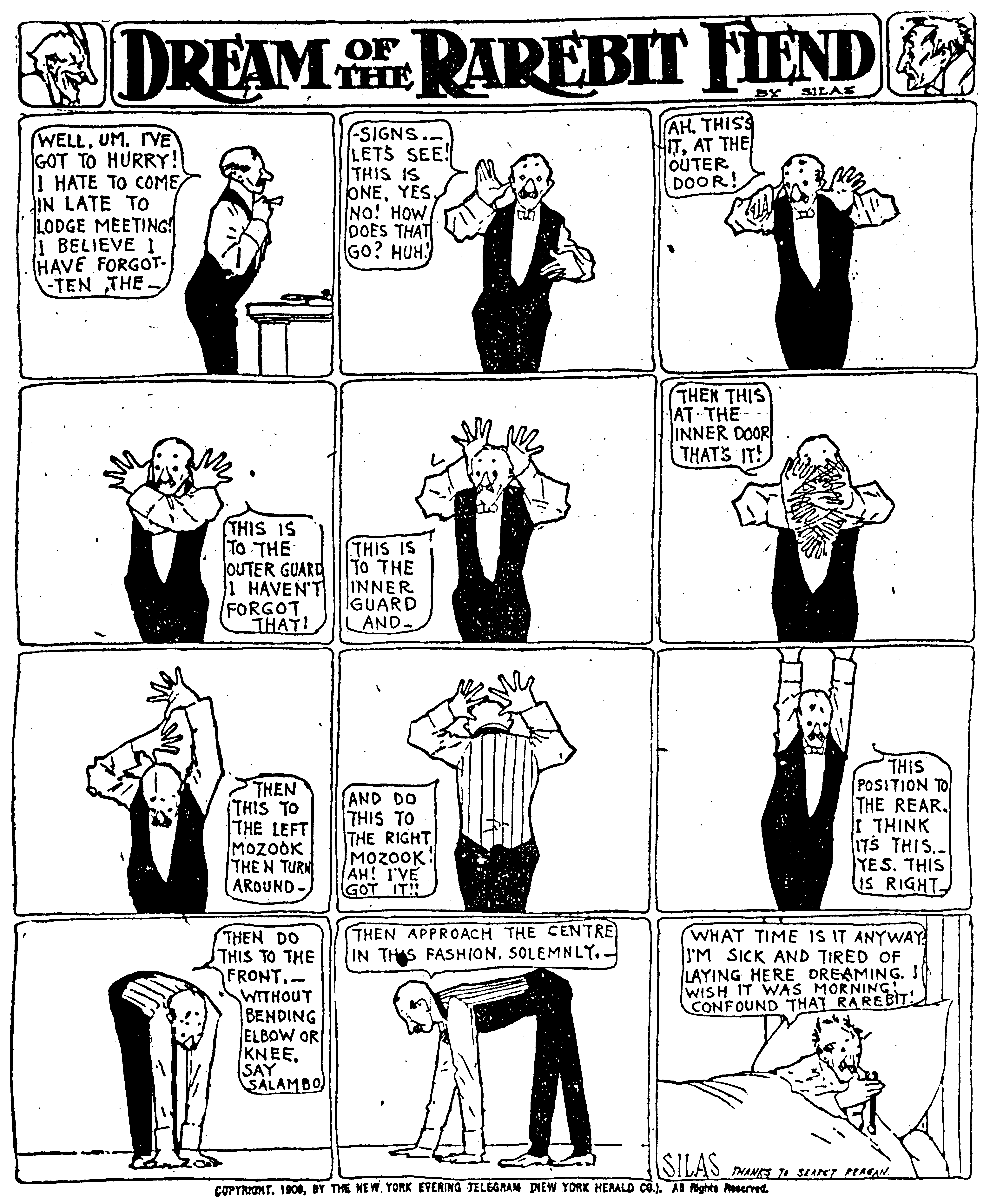 Dream of the Rarebit Fiend, strip 543 of 820. Winsor McCay (1904–1913), public domain. Scan: Internet Archive.