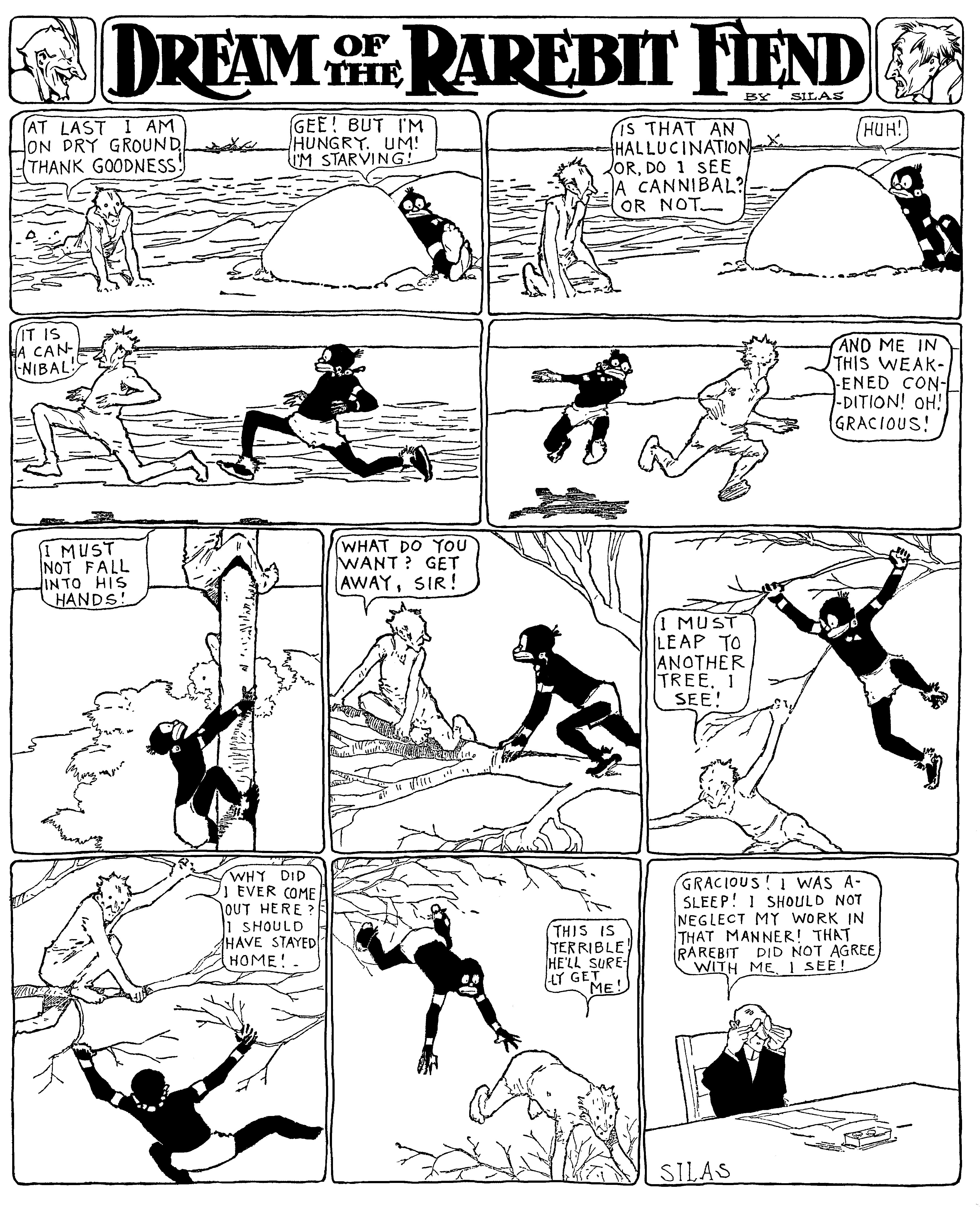 Dream of the Rarebit Fiend, strip 549 of 820. Winsor McCay (1904–1913), public domain. Scan: Internet Archive.