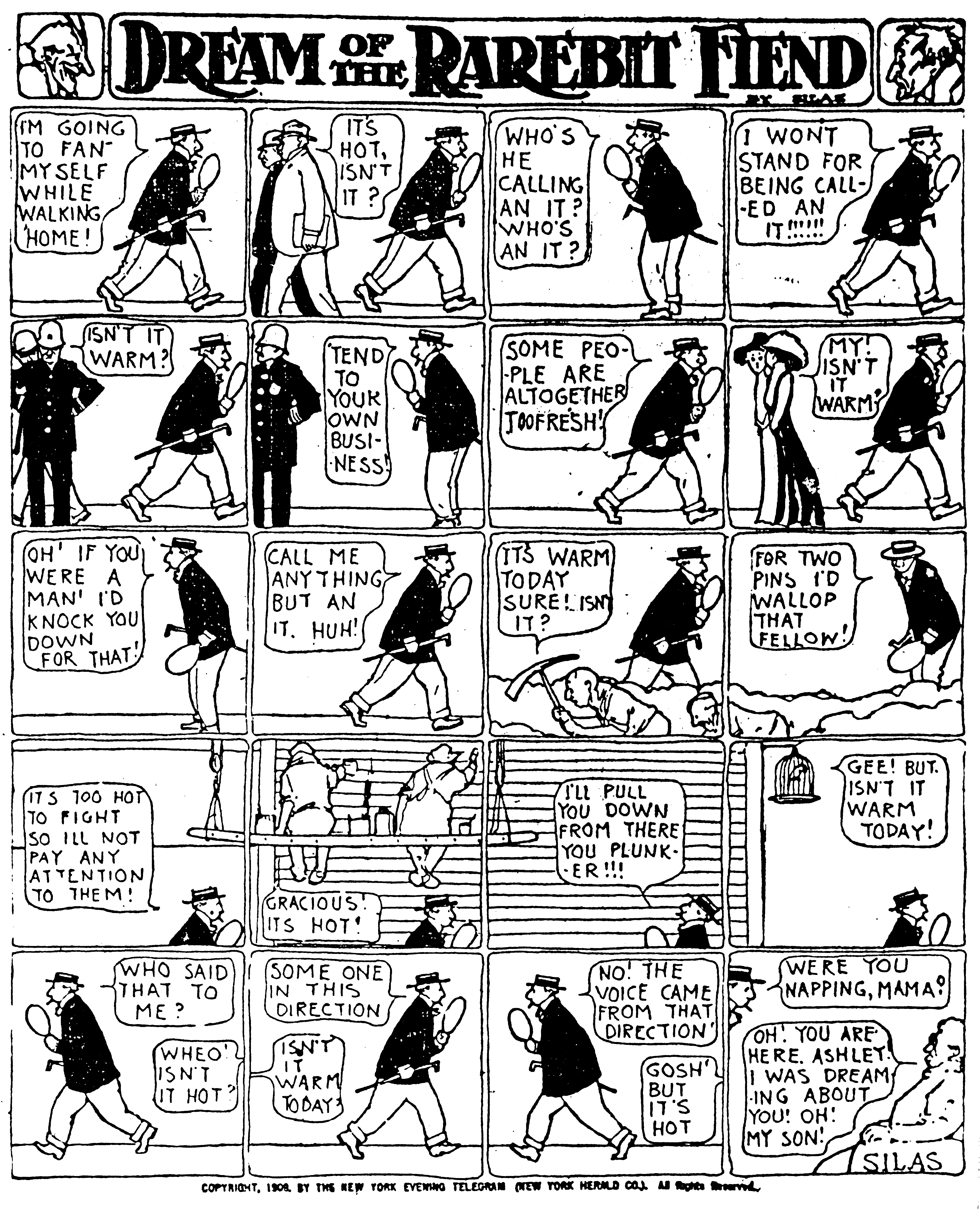 Dream of the Rarebit Fiend, strip 510 of 820. Winsor McCay (1904–1913), public domain. Scan: Internet Archive.