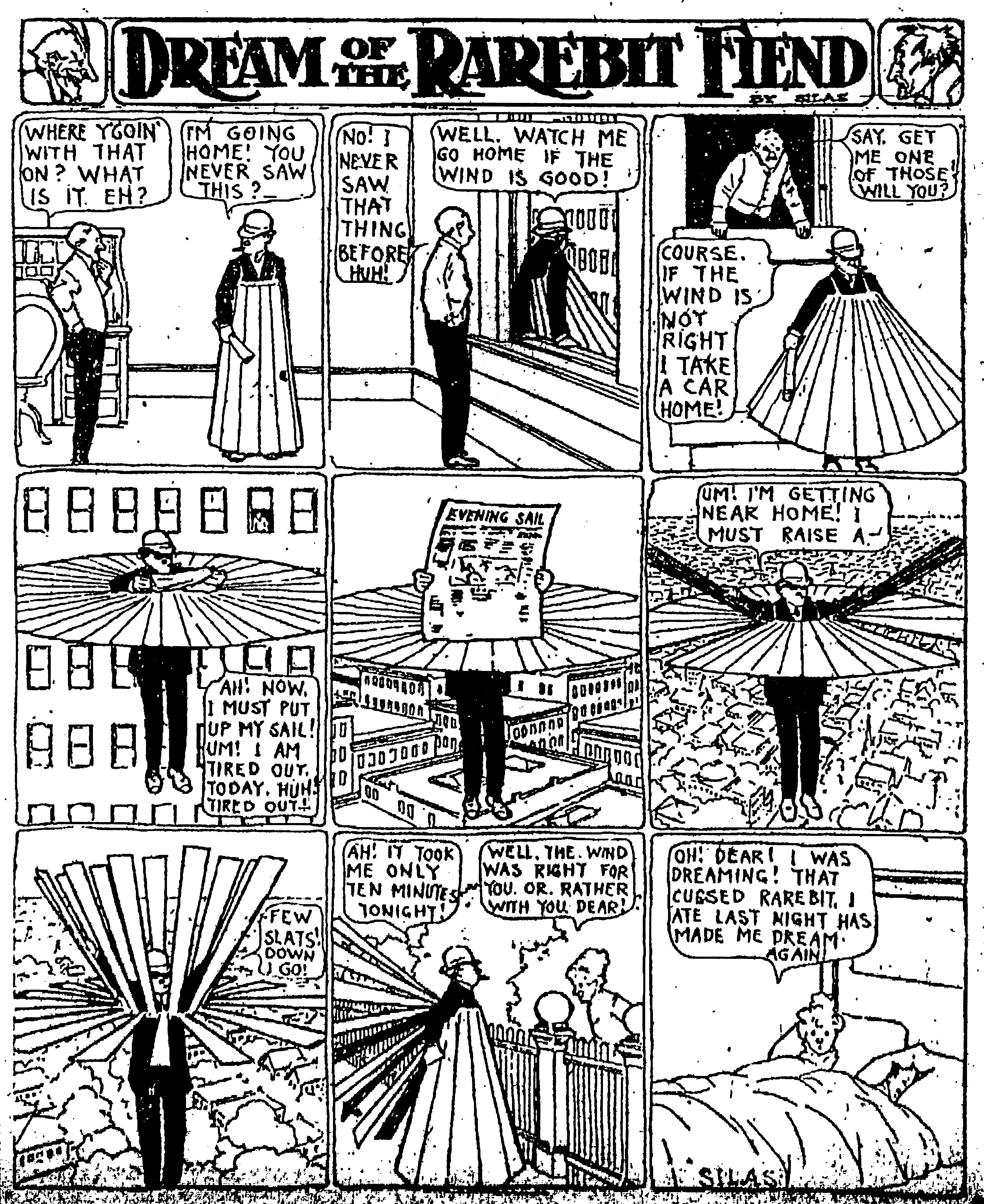 Dream of the Rarebit Fiend, strip 563 of 820. Winsor McCay (1904–1913), public domain. Scan: Internet Archive.