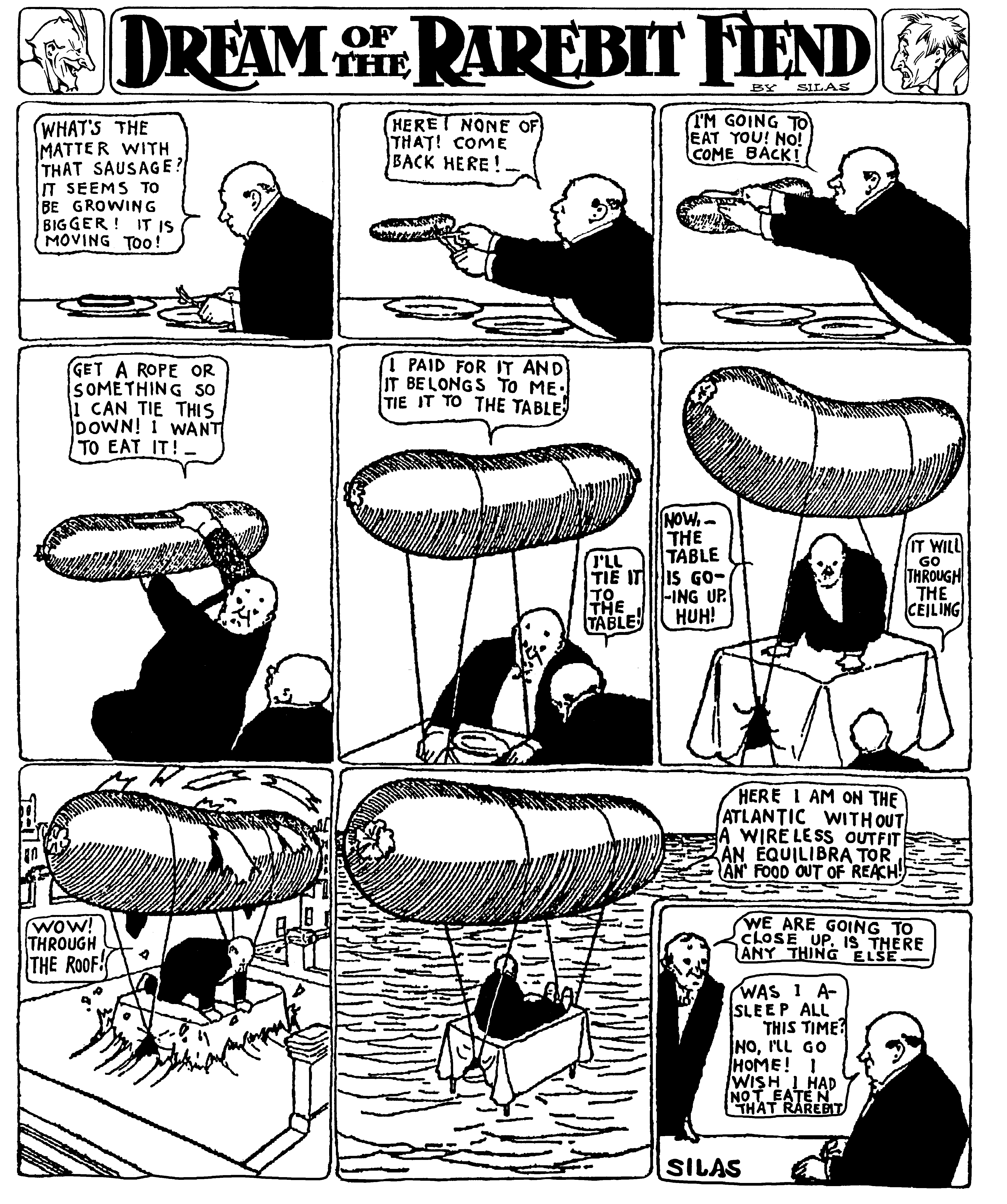 Dream of the Rarebit Fiend, strip 564 of 820. Winsor McCay (1904–1913), public domain. Scan: Internet Archive.