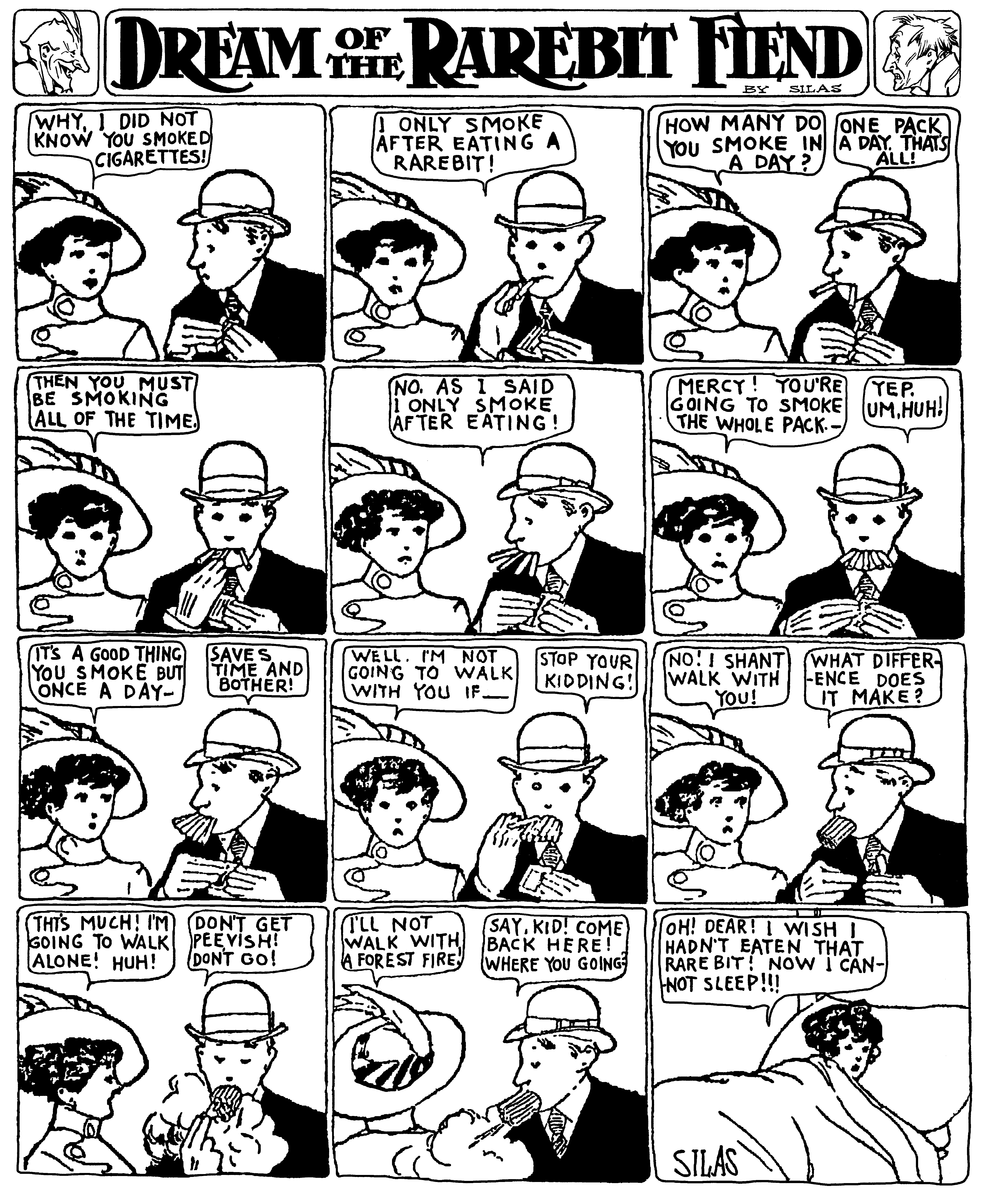 Dream of the Rarebit Fiend, strip 569 of 820. Winsor McCay (1904–1913), public domain. Scan: Internet Archive.