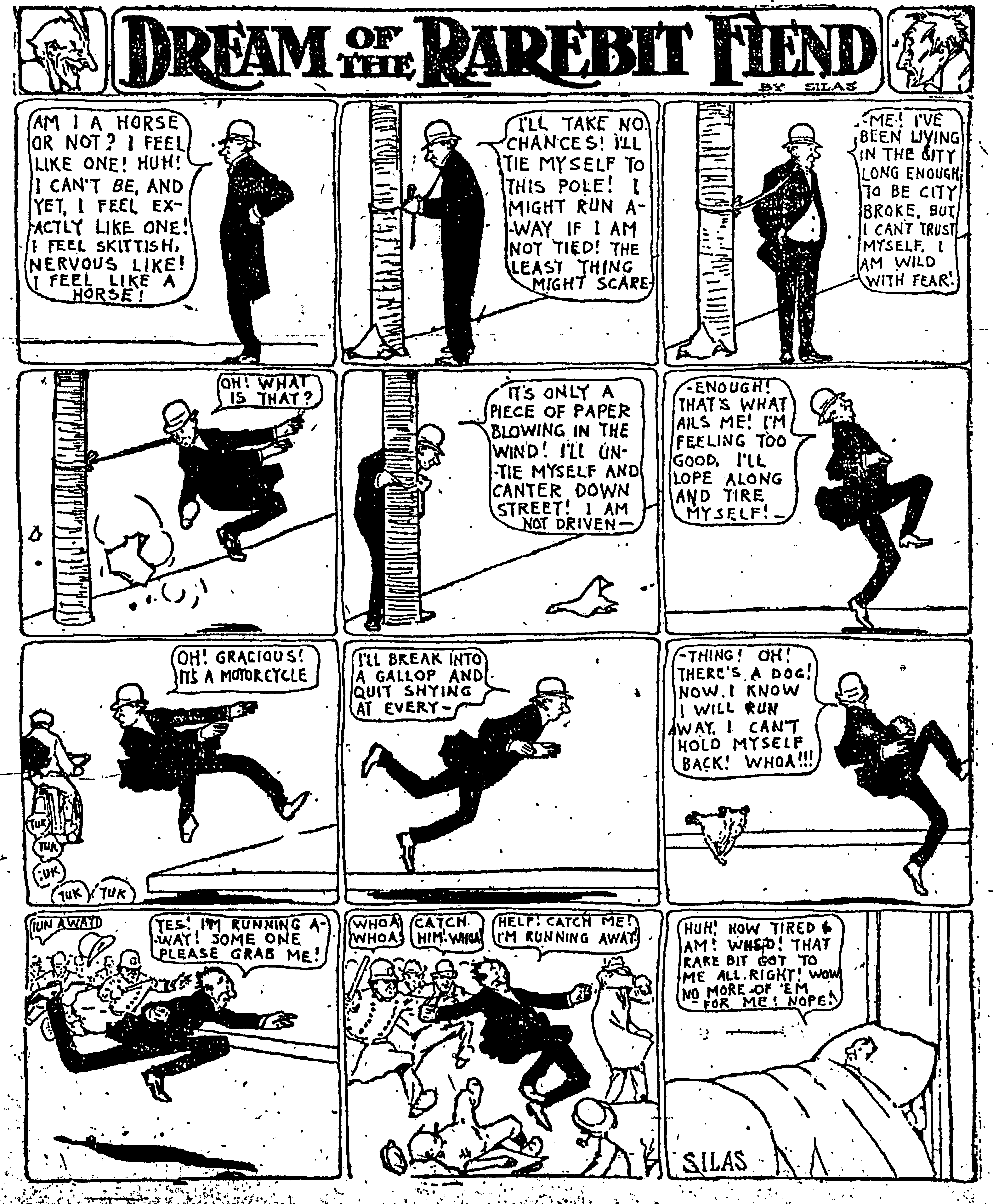 Dream of the Rarebit Fiend, strip 571 of 820. Winsor McCay (1904–1913), public domain. Scan: Internet Archive.